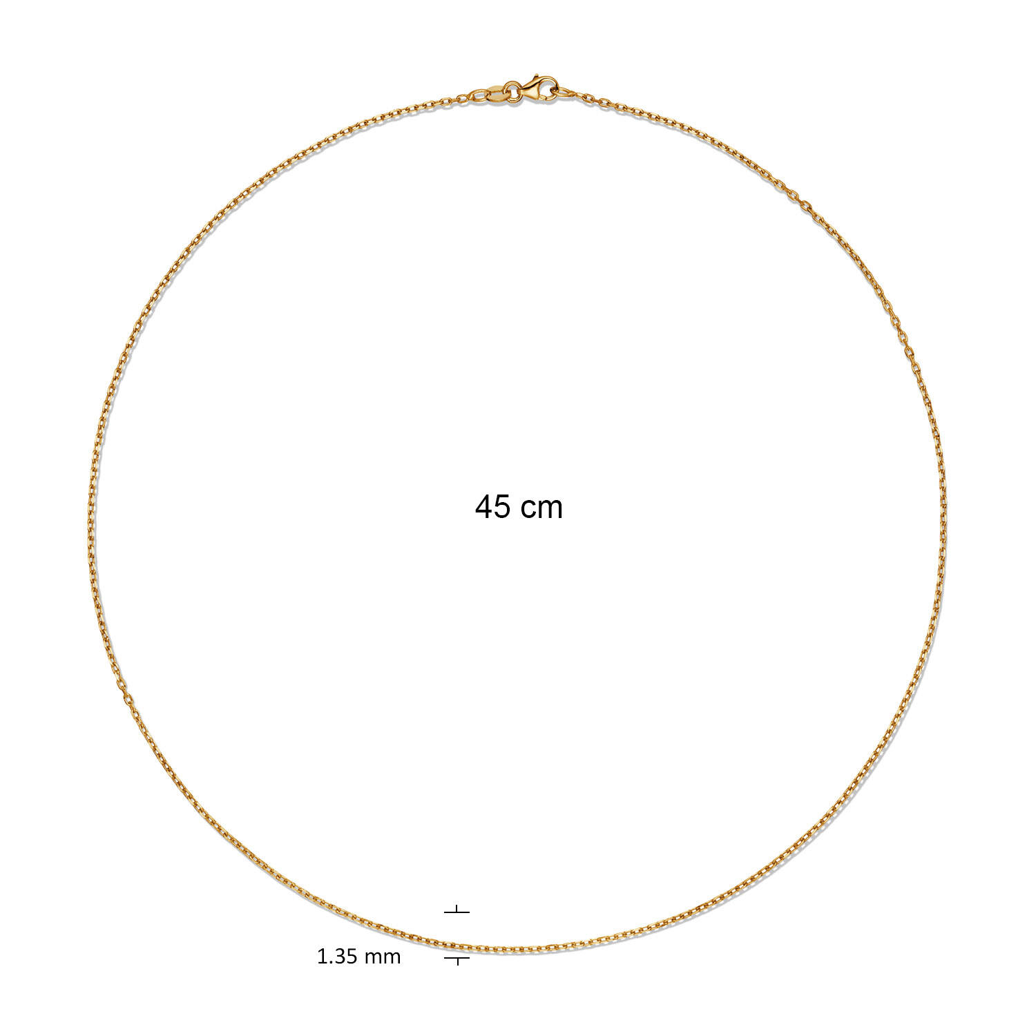  Colliers en longueur - Ancre - 1.35mm - 45cm - 14k Or
