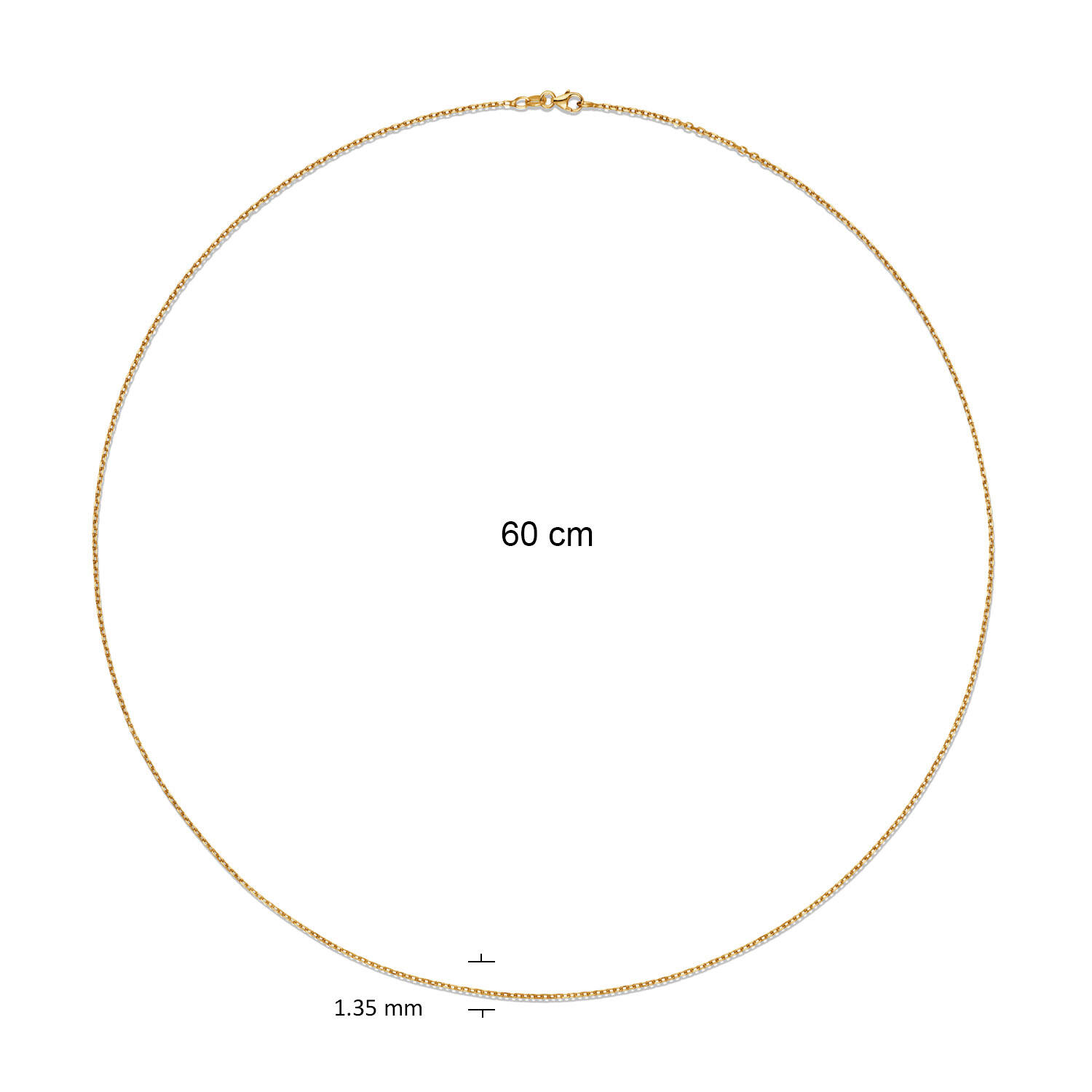  Lengte collier - Anker - 1.35mm - 60cm - 14k Goud