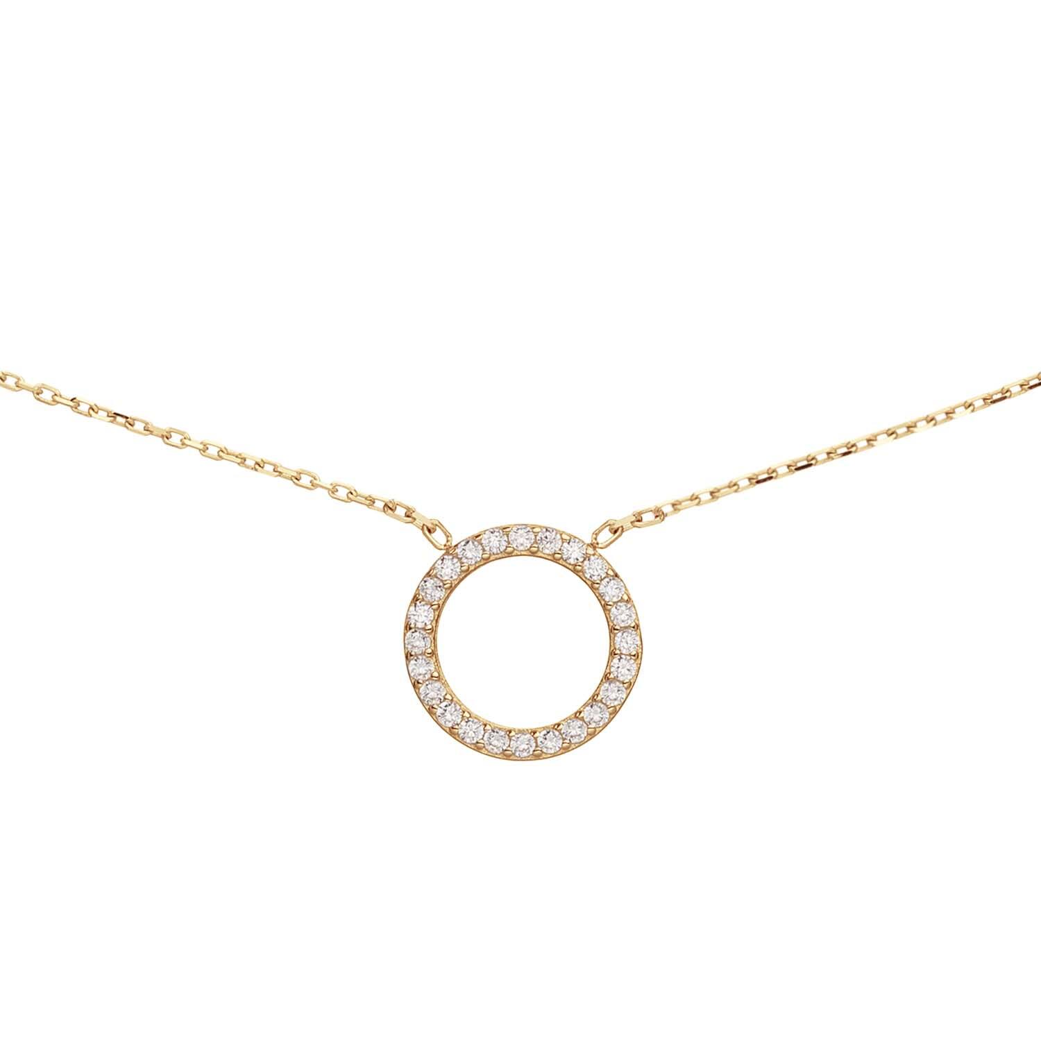  Halsketten mit Stein - Rund - Anker - 14k Gold - 45cm
