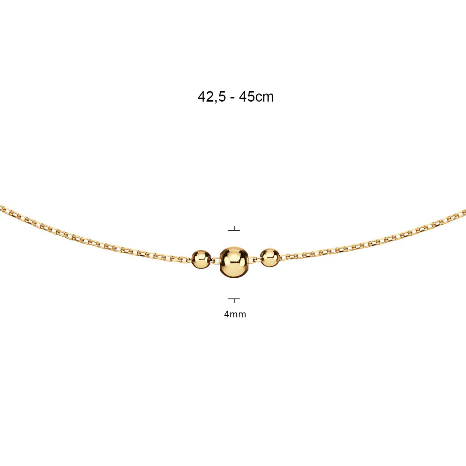  Necklaces with stone - Anchor - 14k Gold - 45cm