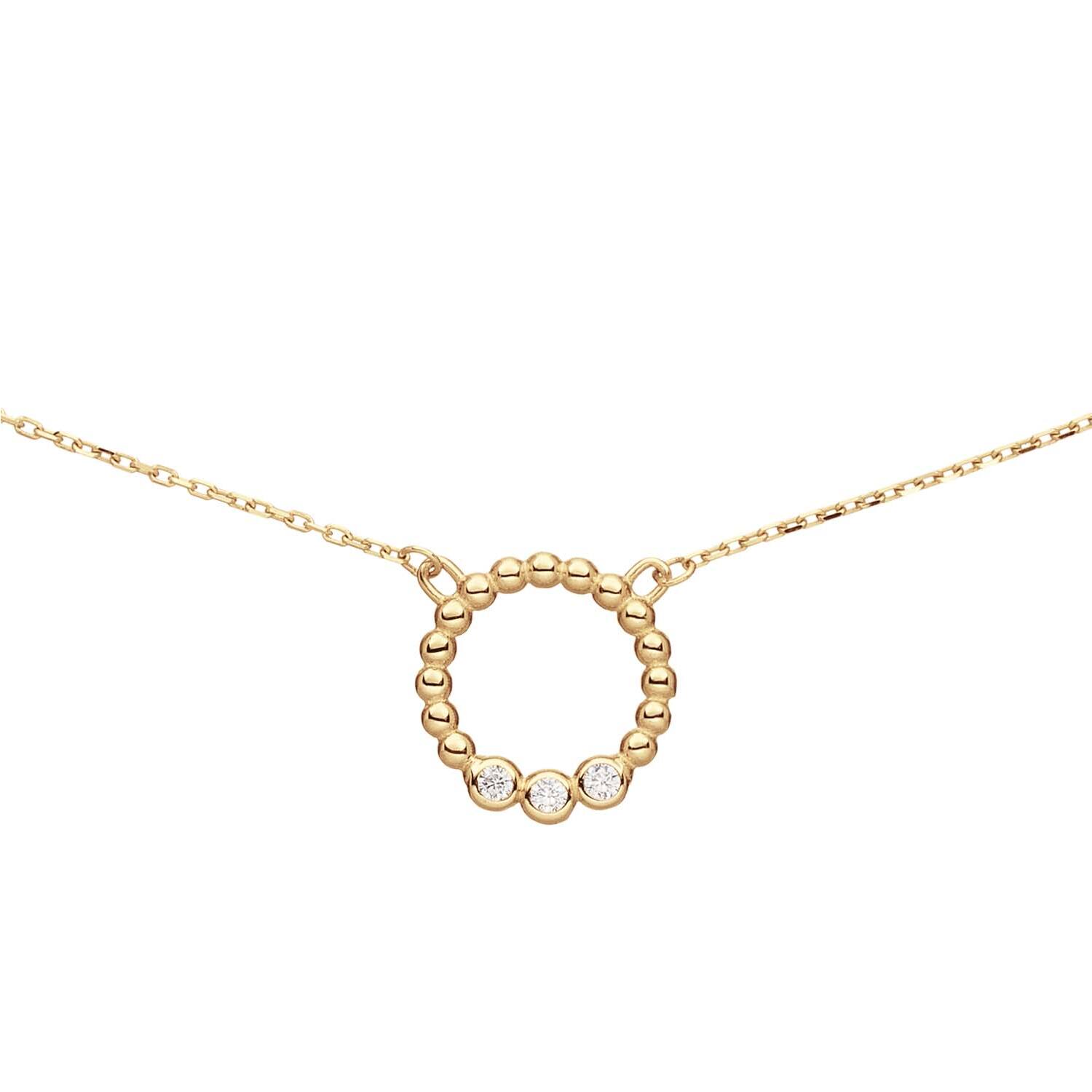  Halsketten mit Stein - Rund - Anker - 14k Gold - 45cm
