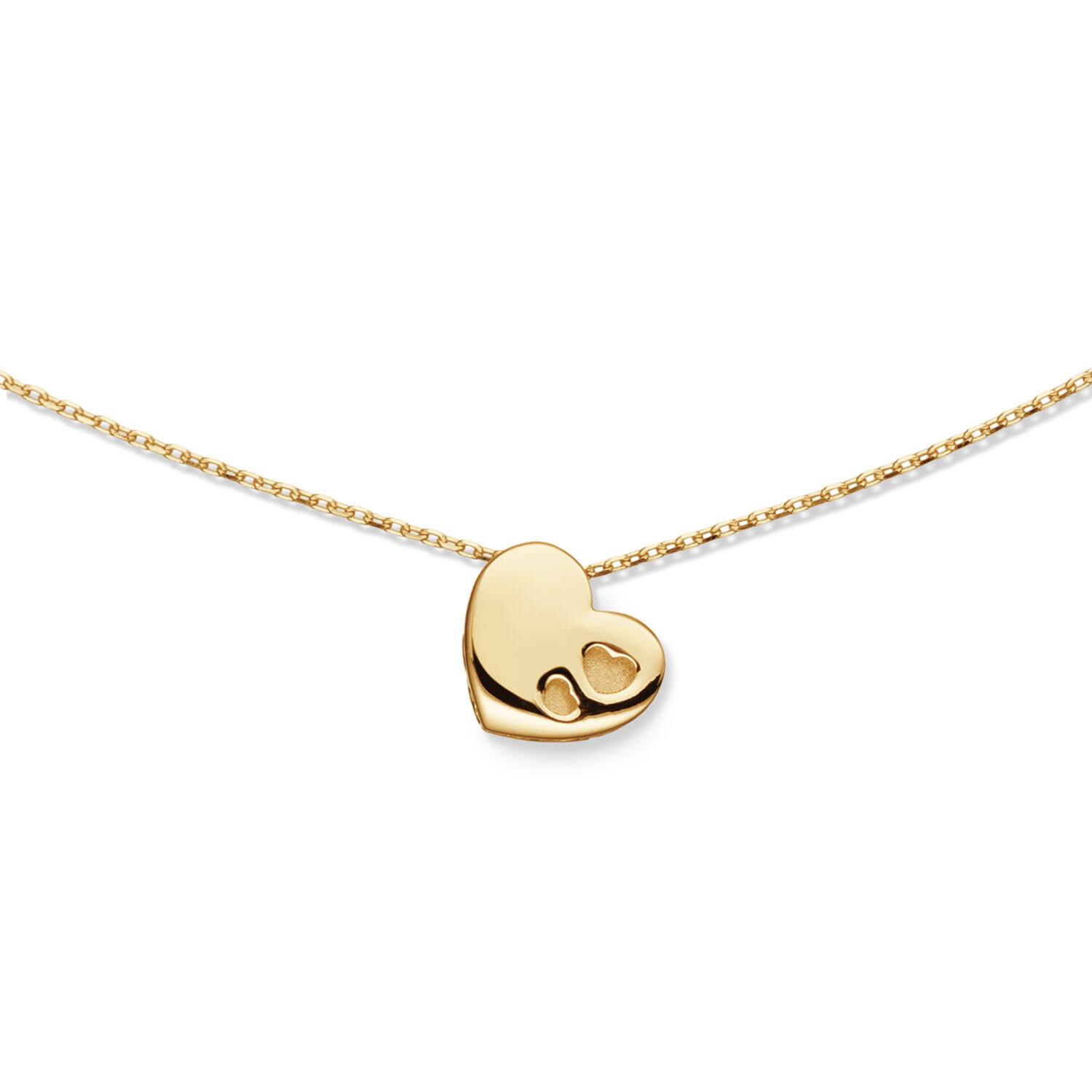  Halsketten mit Stein - Herz - Anker - 14k Gold - 45cm