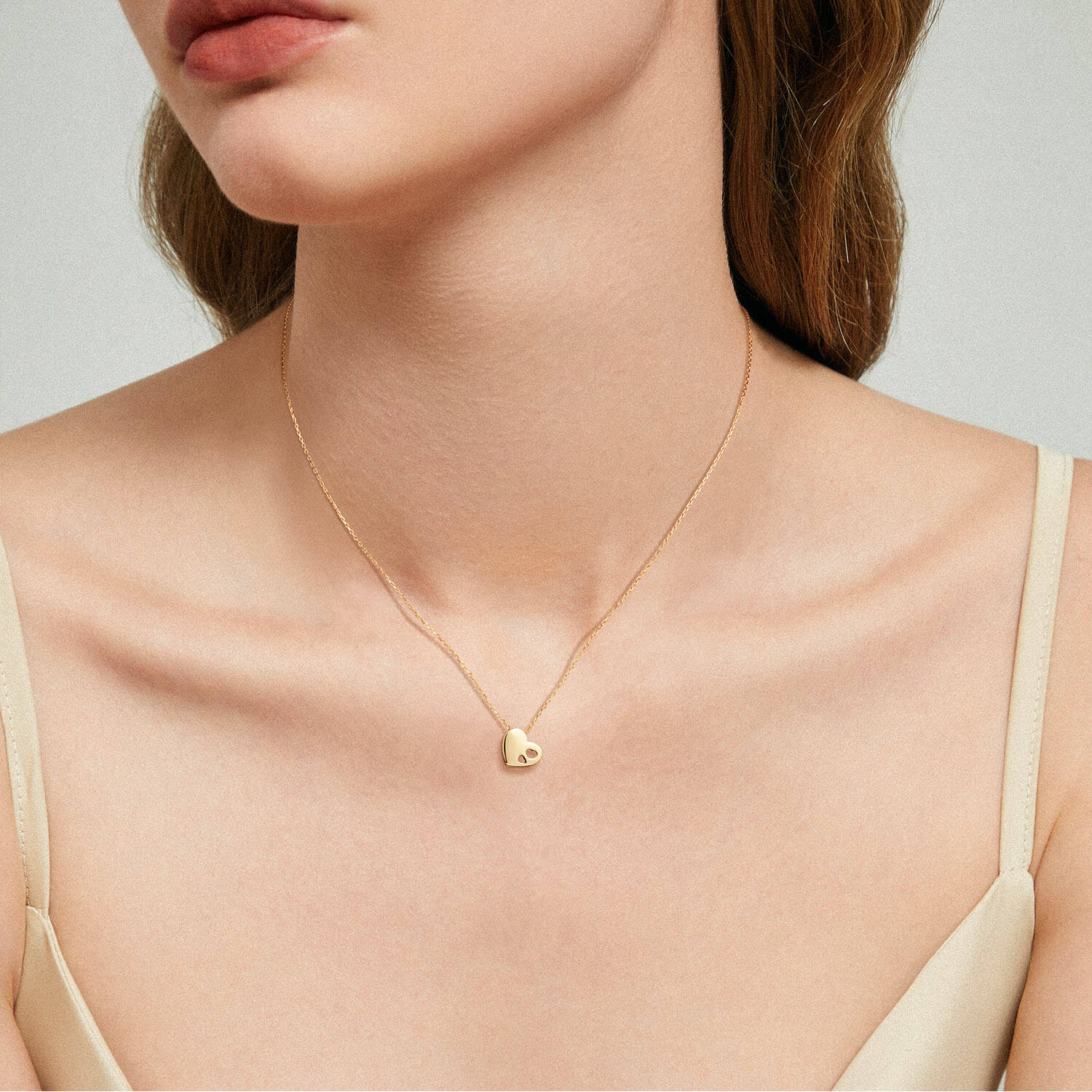  Halsketten mit Stein - Herz - Anker - 14k Gold - 45cm