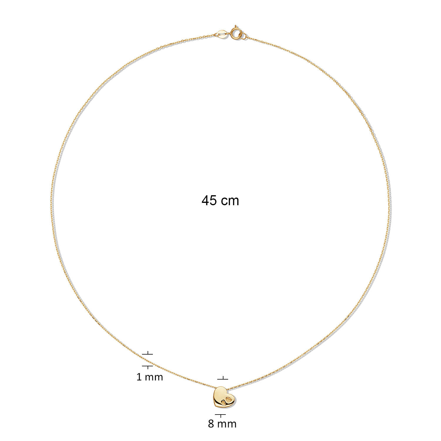  Halsketten mit Stein - Herz - Anker - 14k Gold - 45cm