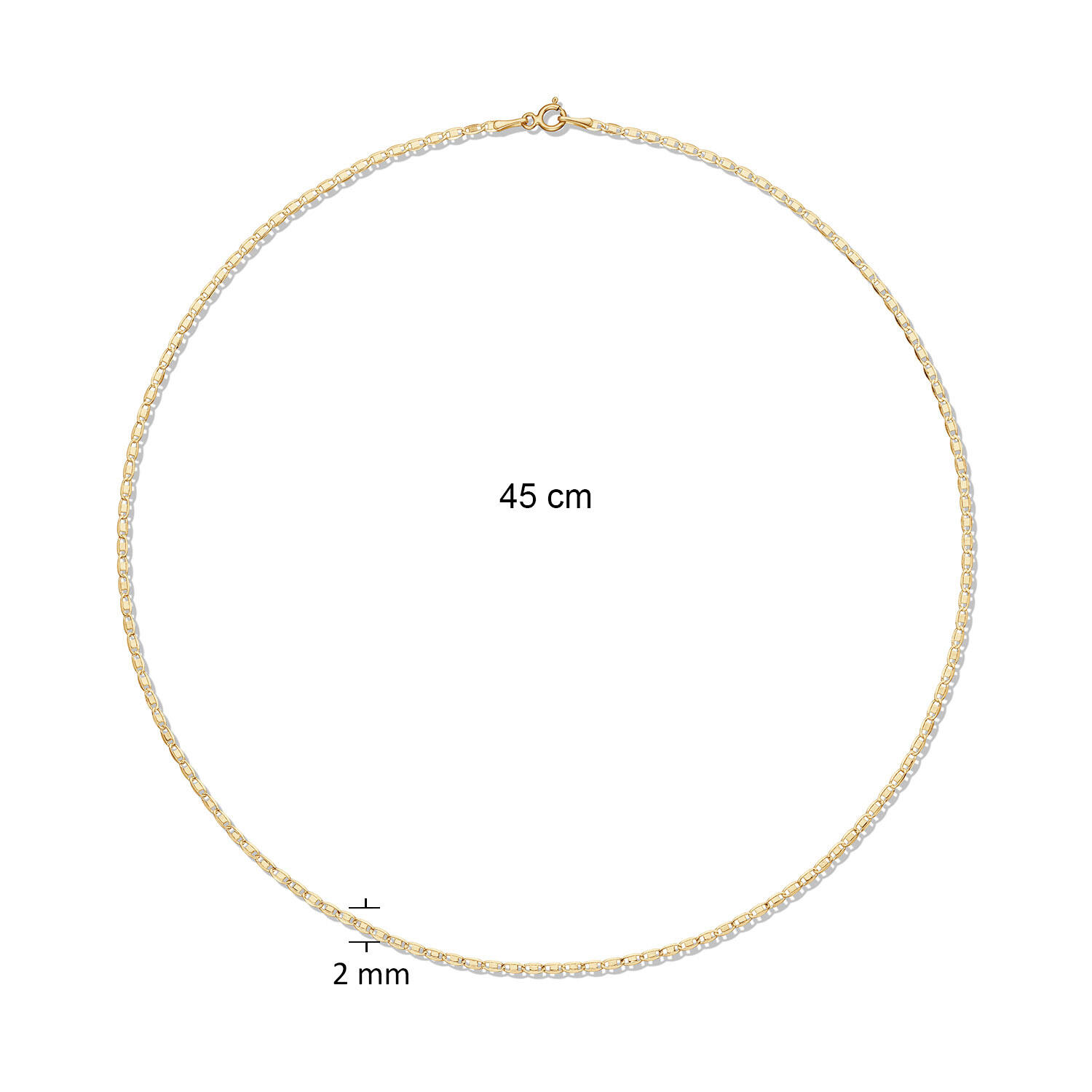  Spangenketten - Falkenauge - 14k Gold - 45cm