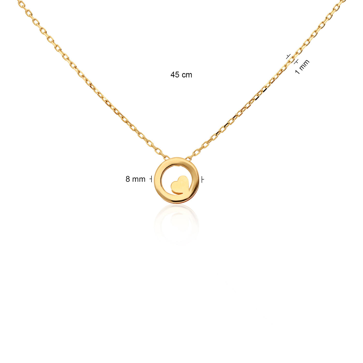  Colliers avec pierre - Cirkel hart - 14k Or - 45cm
