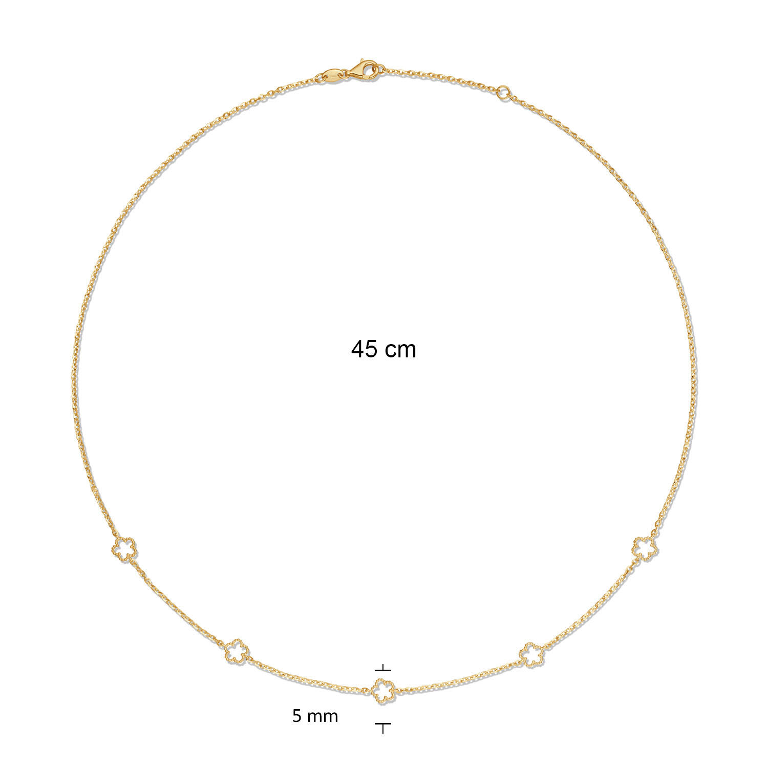  Gliederketten - Blume - Anker - 14k Gold - 45cm