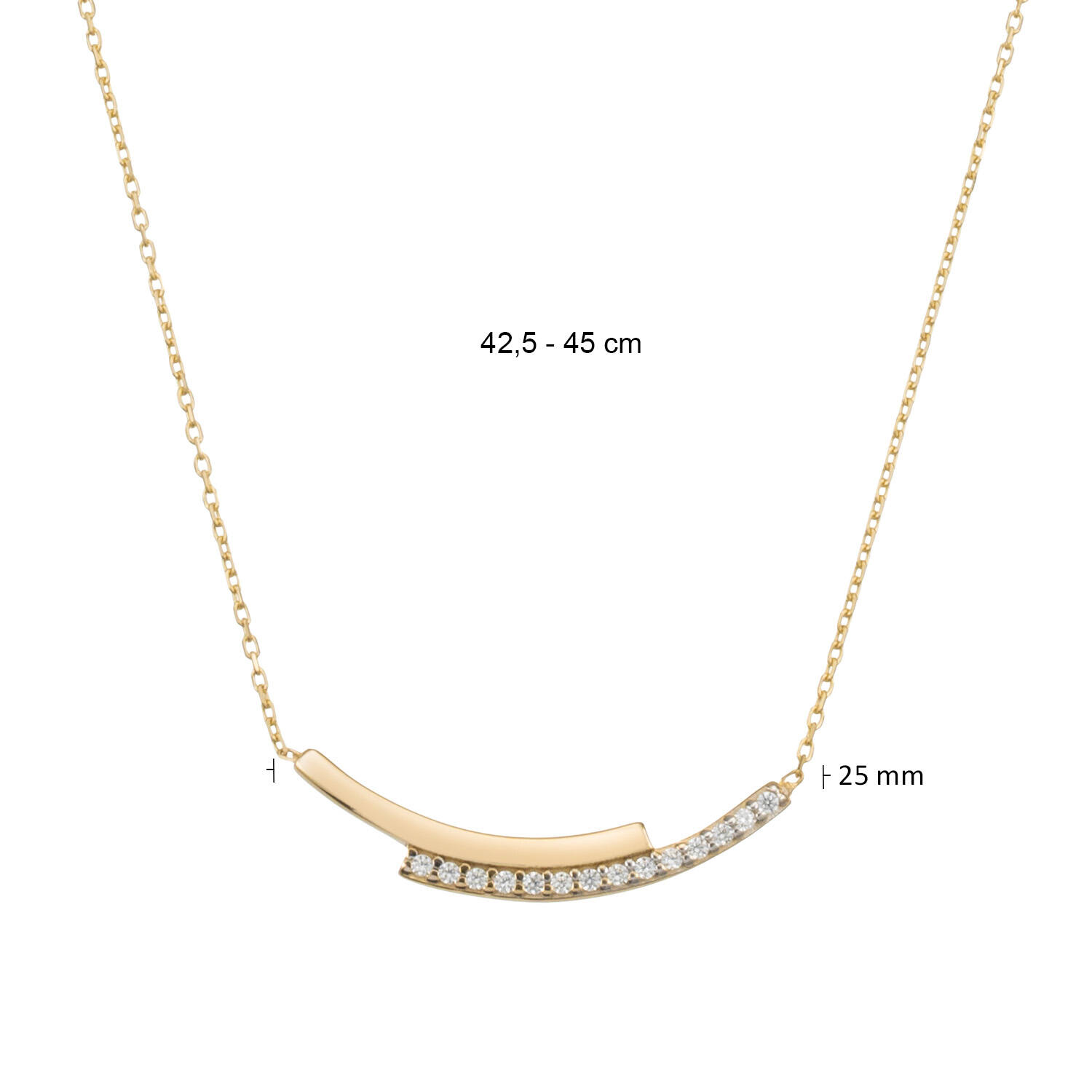  Necklaces with stone - 14k Gold - 45cm