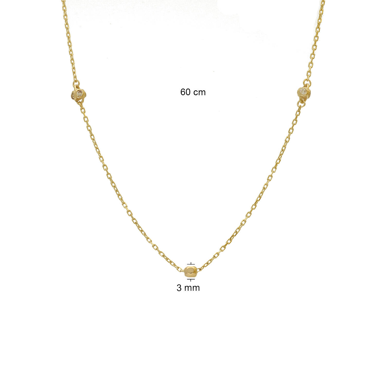  Colliers avec pierre - Bolletjes - Ancre - 14k Or - 60cm