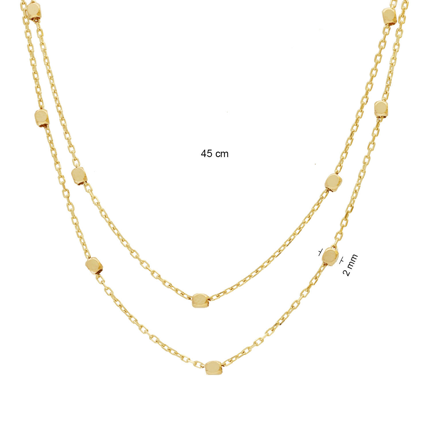  Collier - Bolletjes - Anker - 14k Goud - 45cm