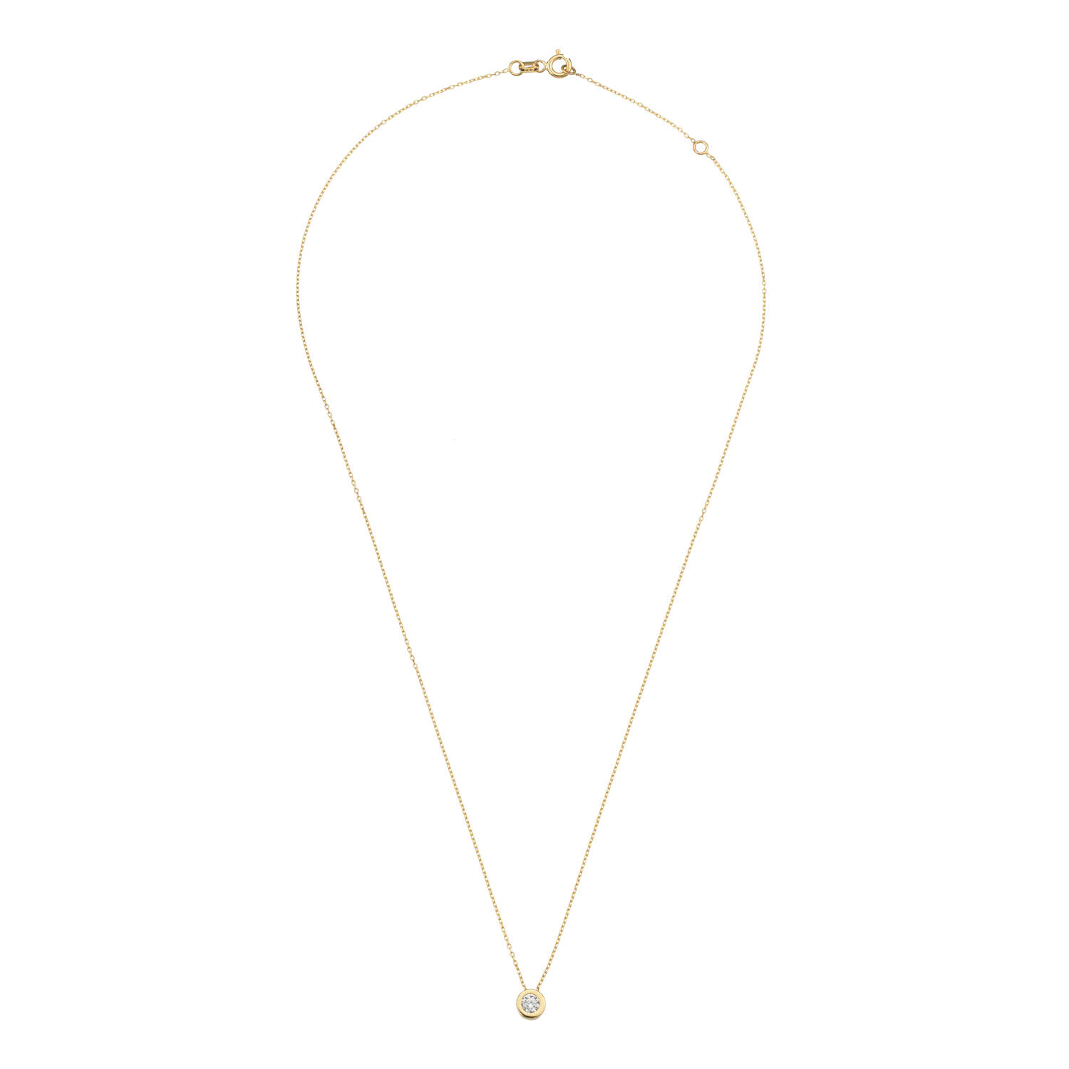  Halsketten mit Stein - Solitaire - 14k Gold - 45cm