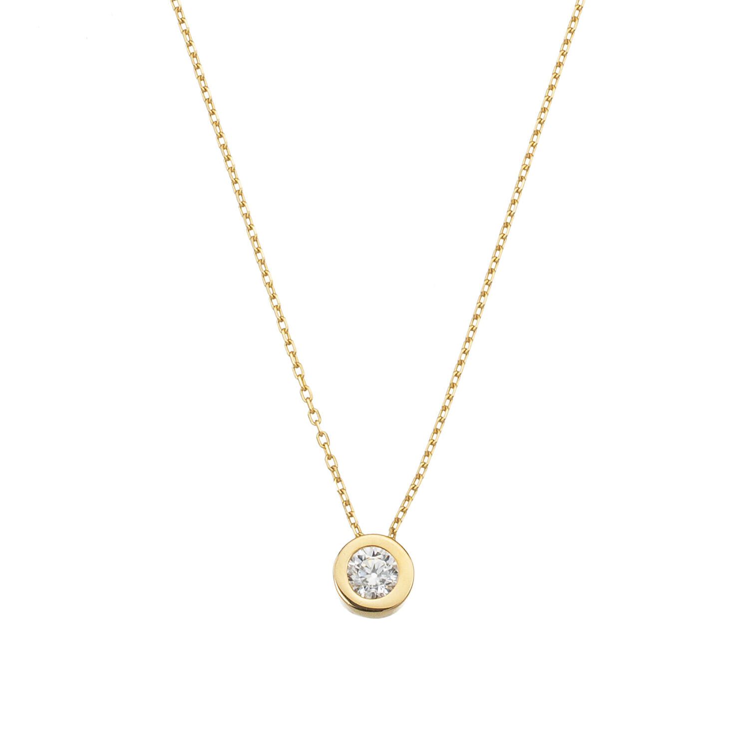  Halsketten mit Stein - Solitaire - 14k Gold - 45cm