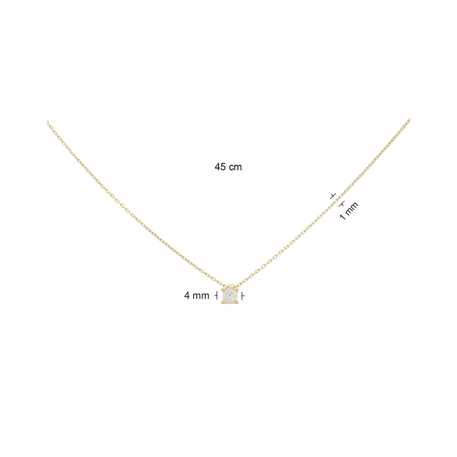  Necklaces with stone - Solitaire - Anchor - 14k Gold - 45cm