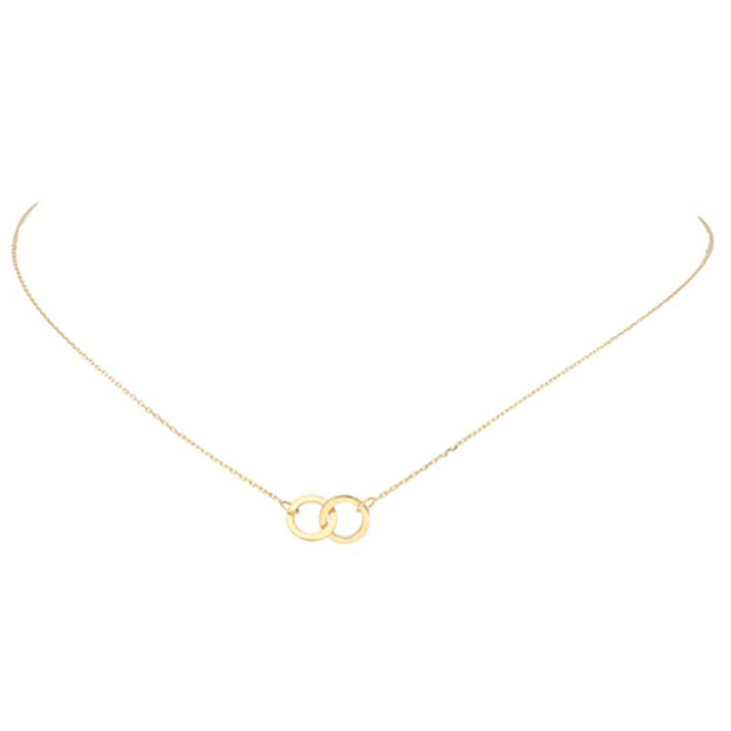  Collier - 2 Cirkels - 14k Goud - 42cm