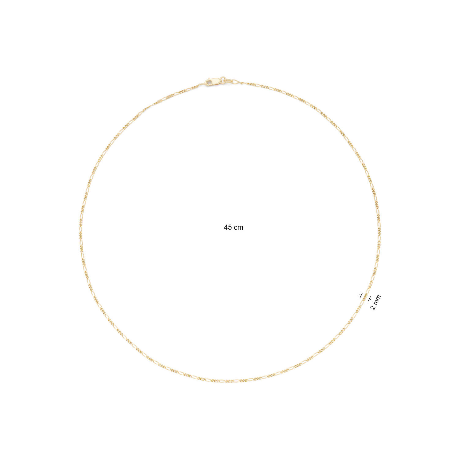  Link necklaces - Figaro - 14k Gold - 45cm