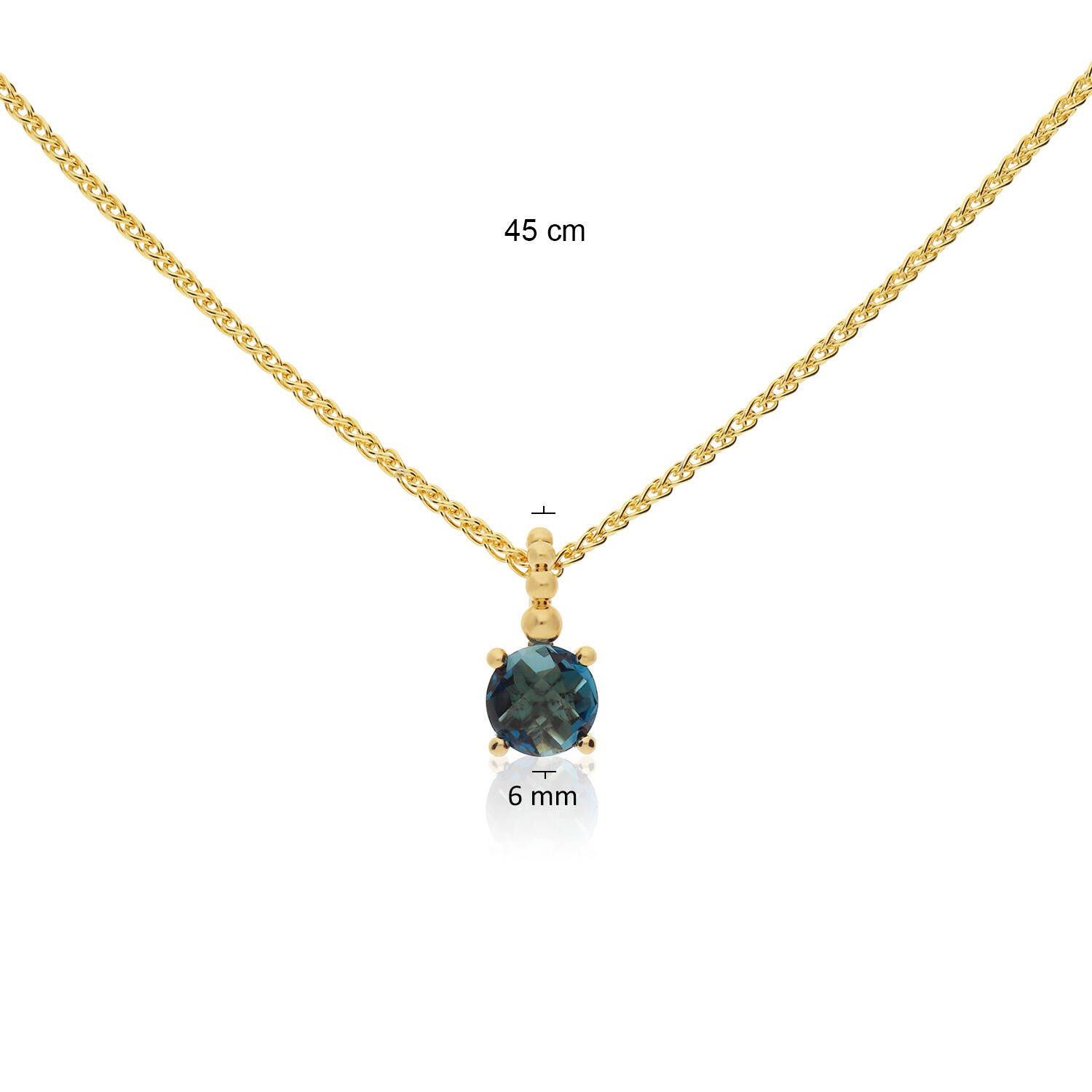  Collier - Rond - Palmier, Vossenstaart - 14k Goud - 45cm Elements of Love - 