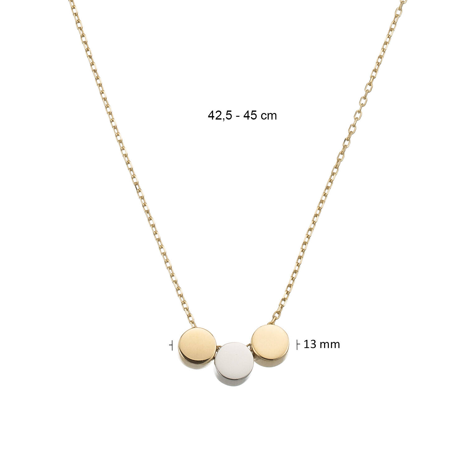  Halsketten mit Stein - 14k Gold - 45cm