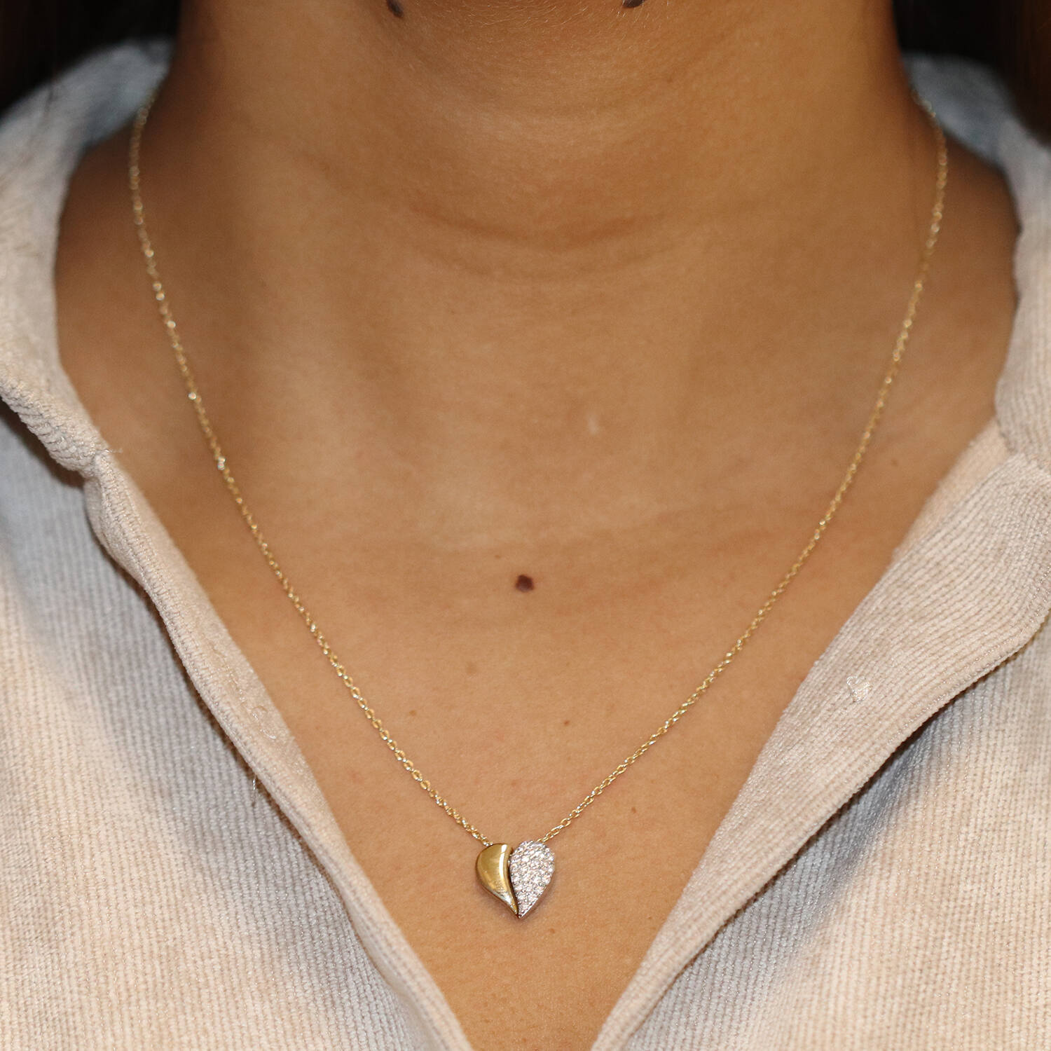  Necklaces with stone - 14k Gold - 45cm
