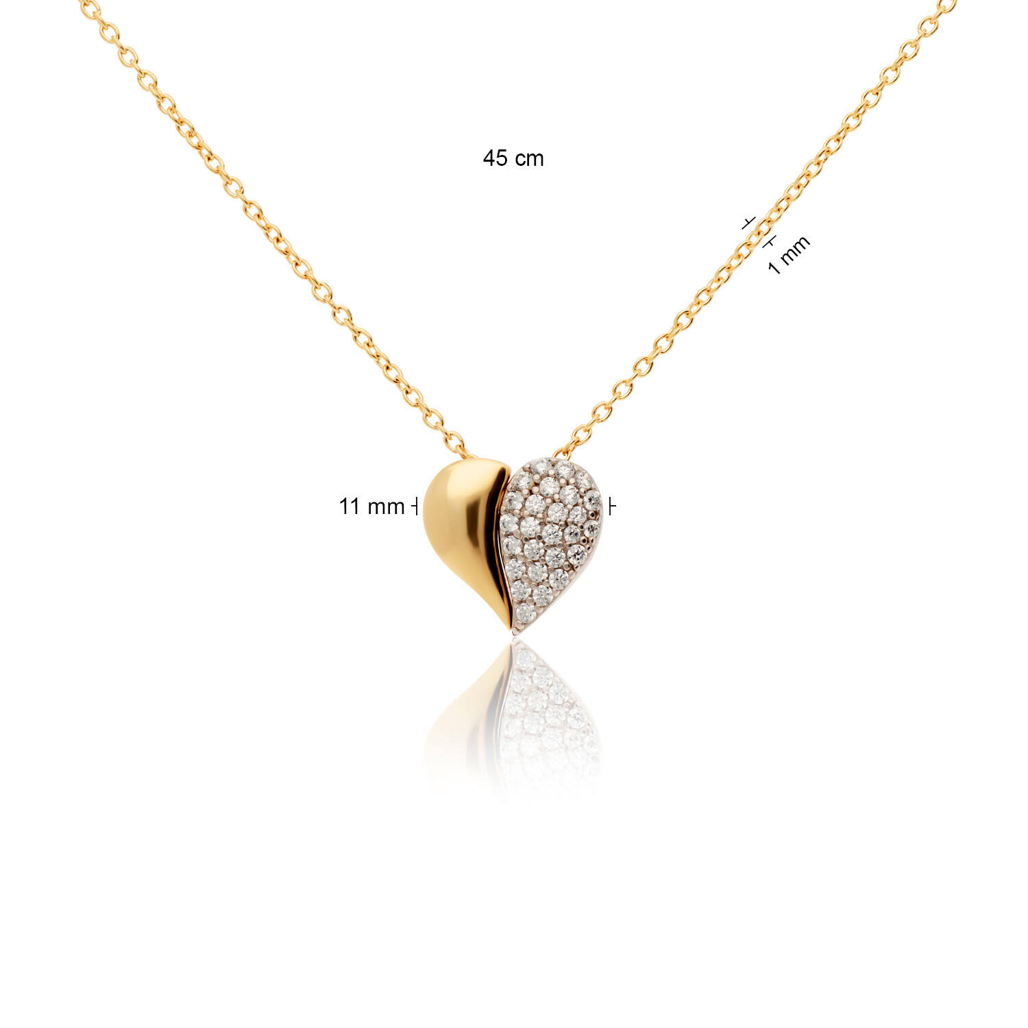  Necklaces with stone - 14k Gold - 45cm