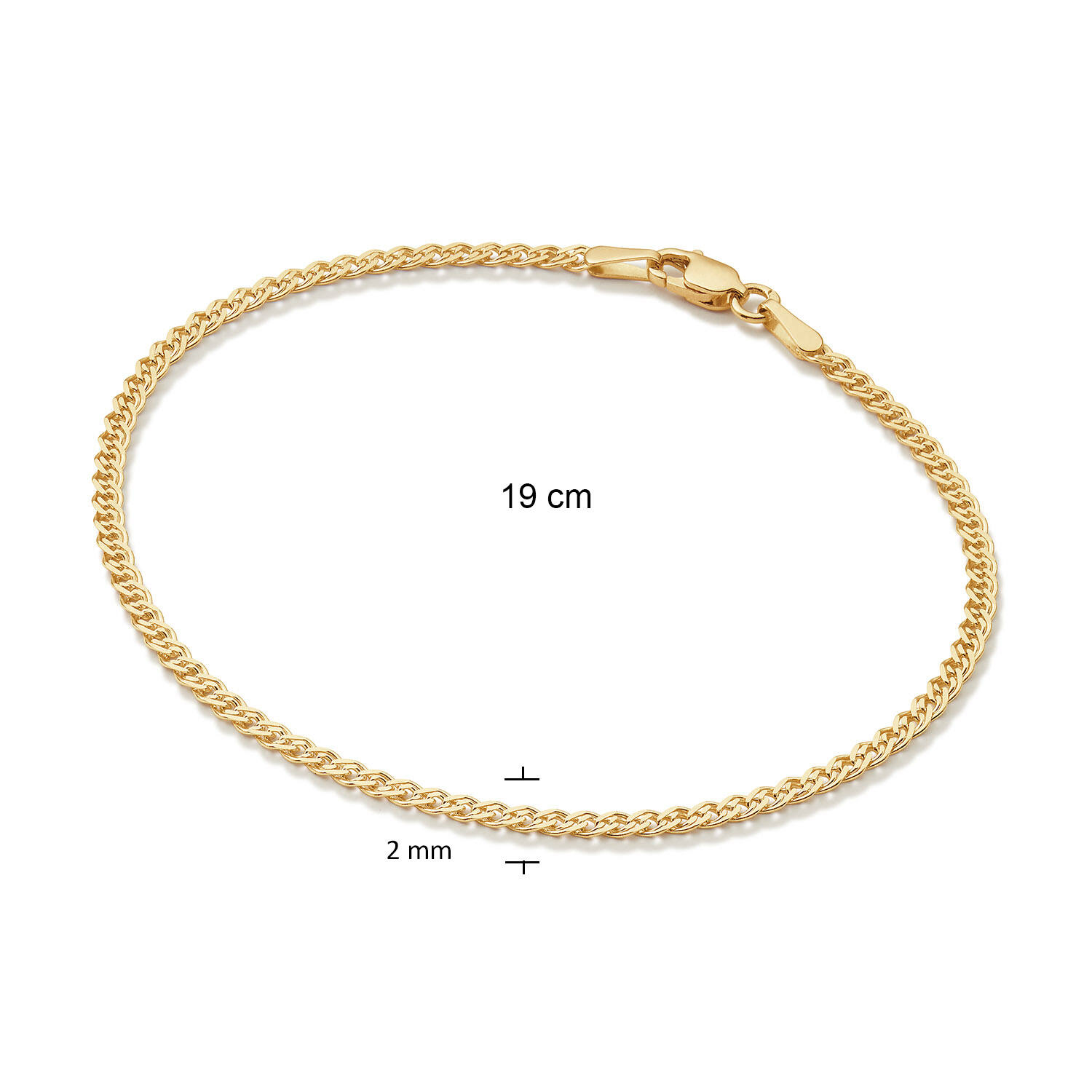  Gliederarmbänder - Fantasieglied - Oval - 2mm - 19cm