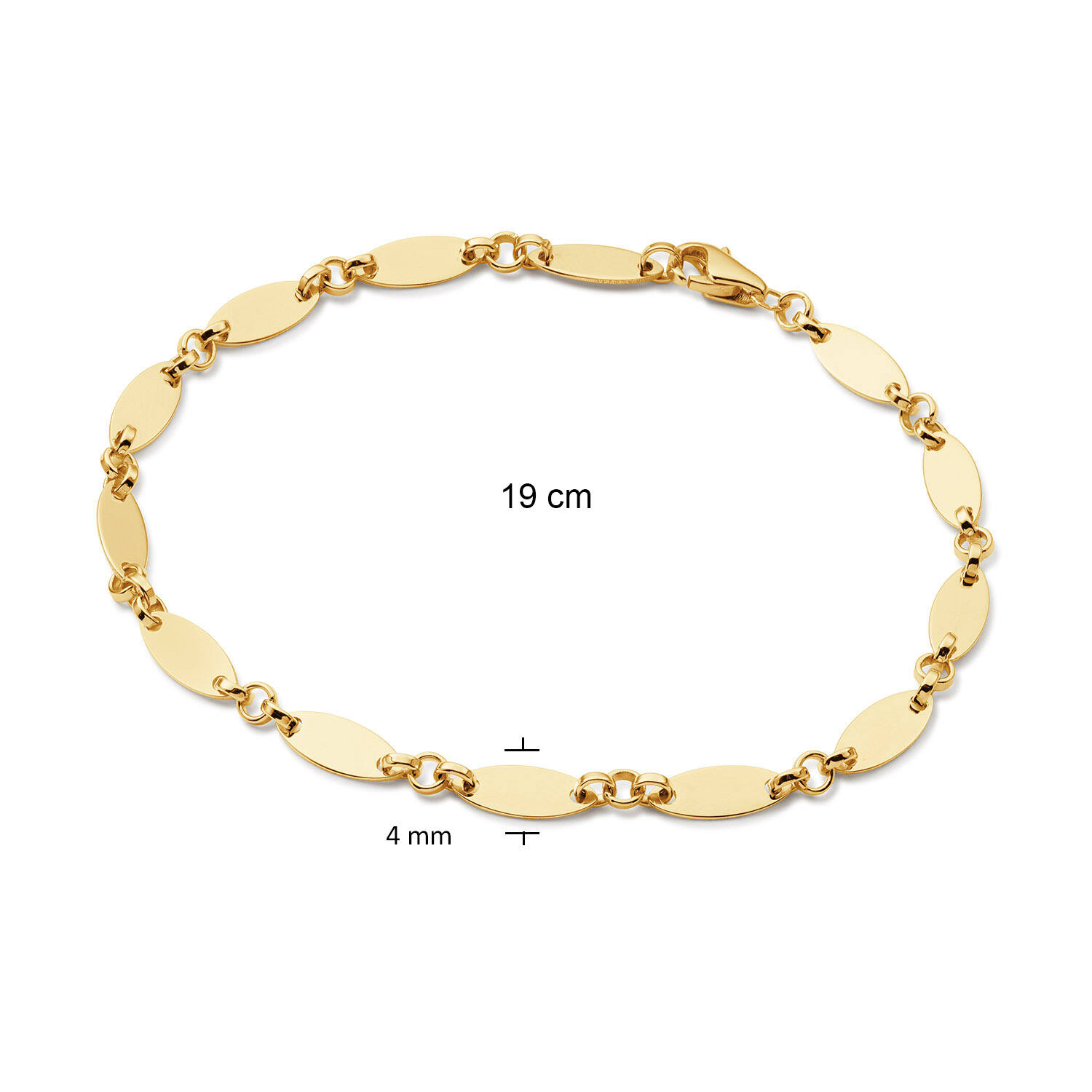  Link bracelets - Fantasy link - Oval - 4mm - 19cm
