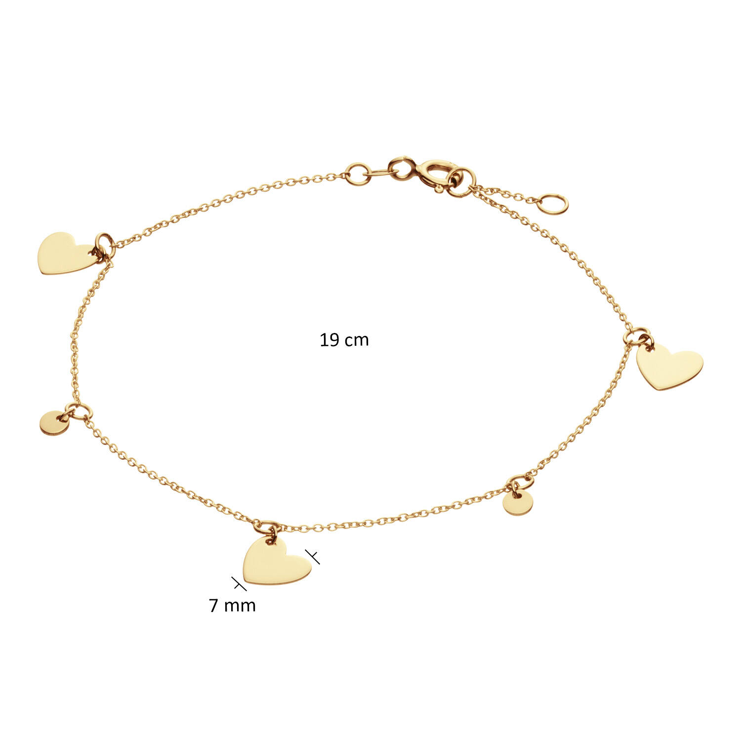  Link bracelets - Anchor - Heart - 7mm - 19cm