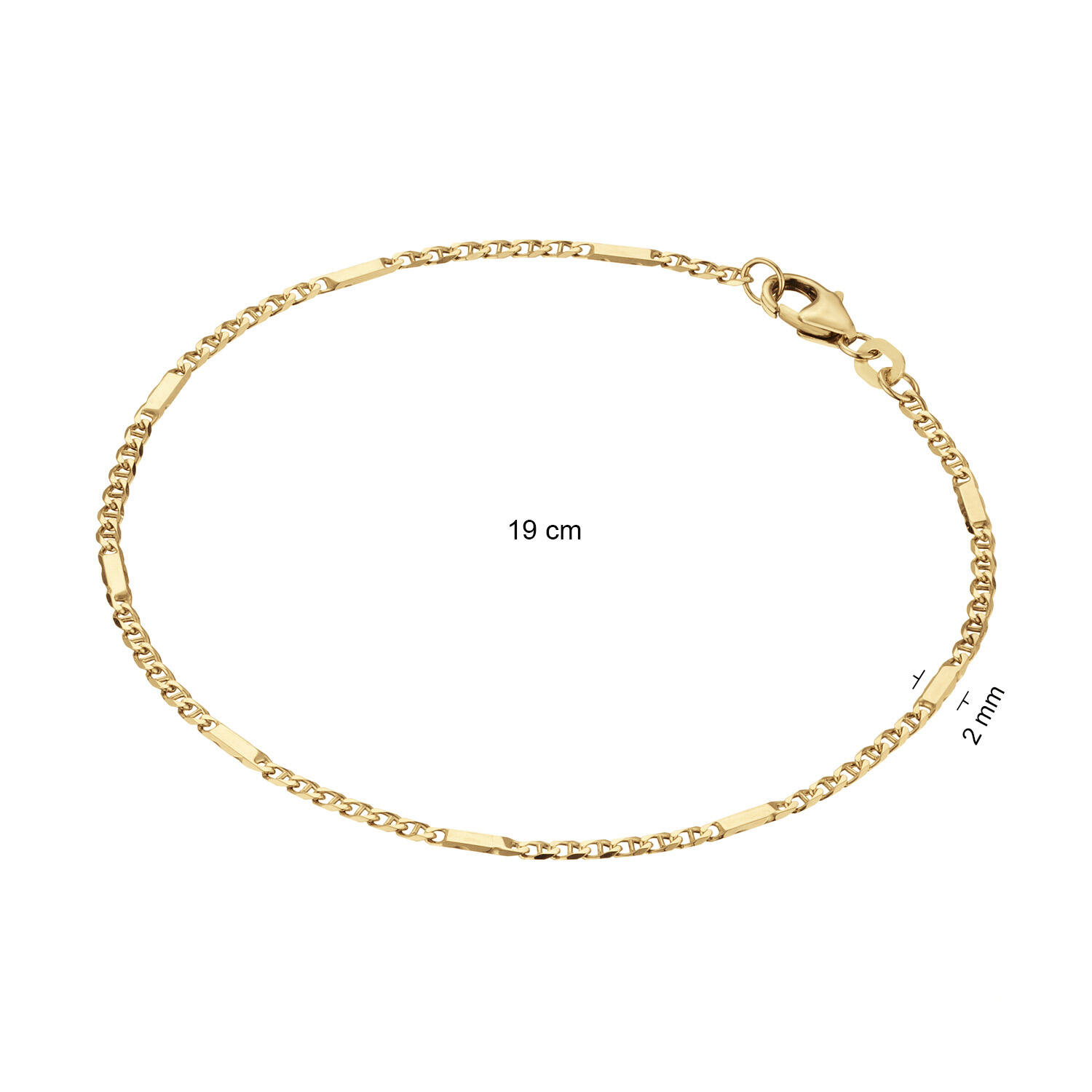  Bracelets à maillons - L'œil du faucon - 2mm - 19cm