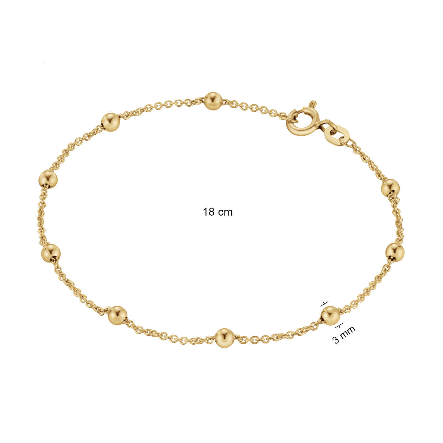  Bracelets à maillons - Ancre - 1mm - 18cm