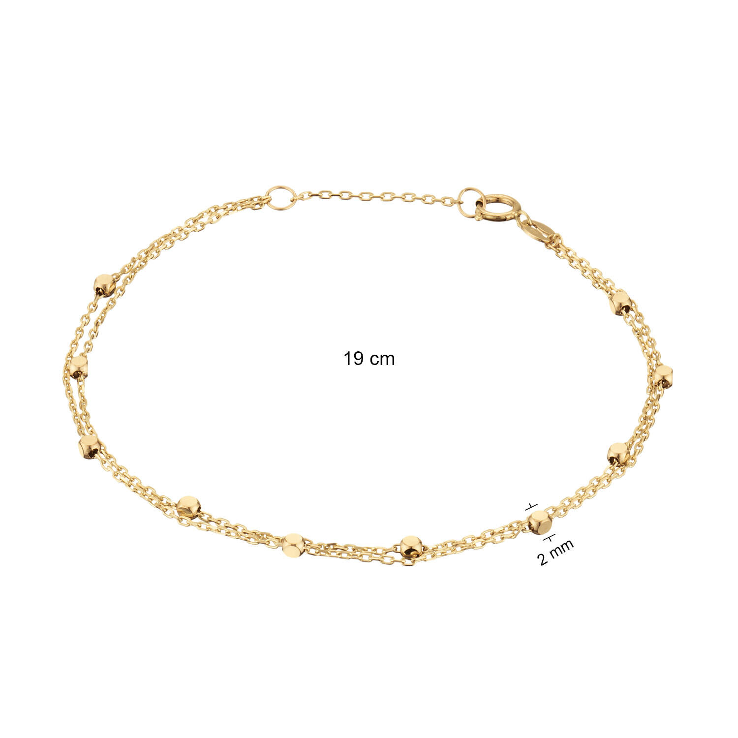  Schakelarmband - Anker - Blokjes - 1mm - 19cm