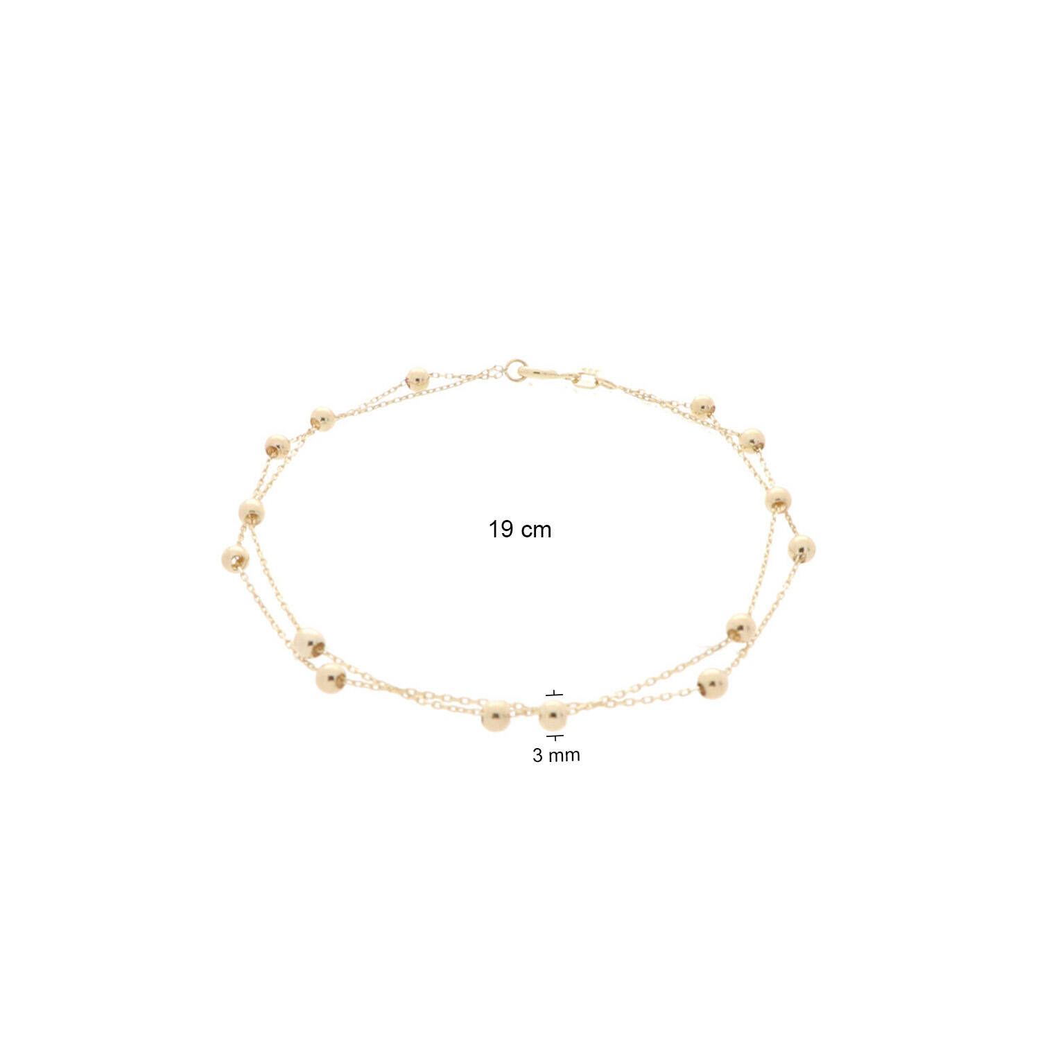  Gliederarmbänder - Anker - Bolletjes - 3mm - 19cm