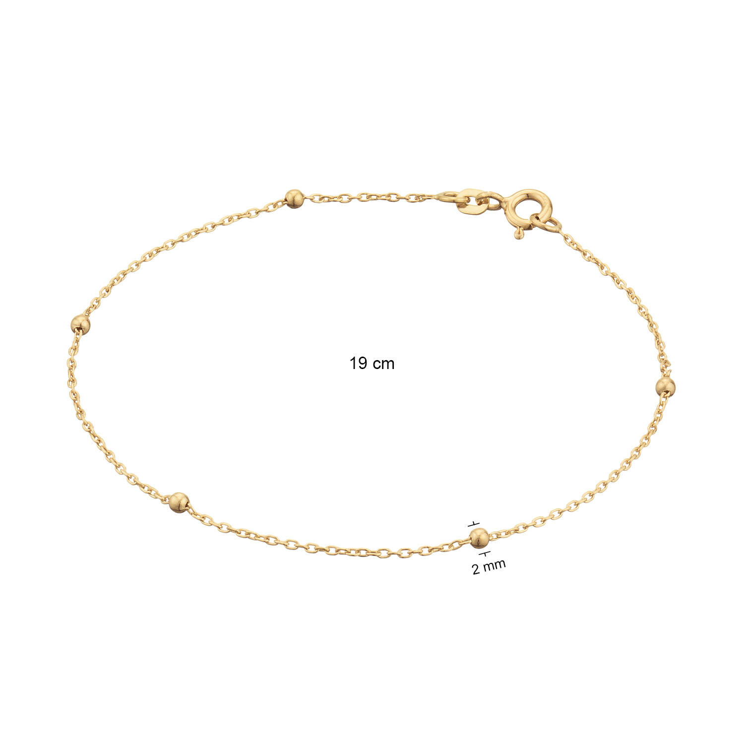  Gliederarmbänder - Anker - Bolletjes - 1mm - 19cm