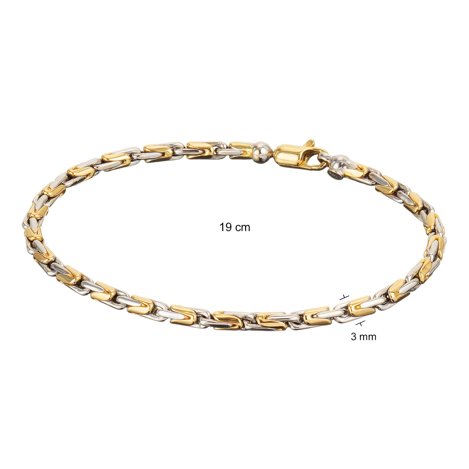  Link bracelets - Elegant Strength - Palmier, Foxtail - Round - 3mm - 19cm