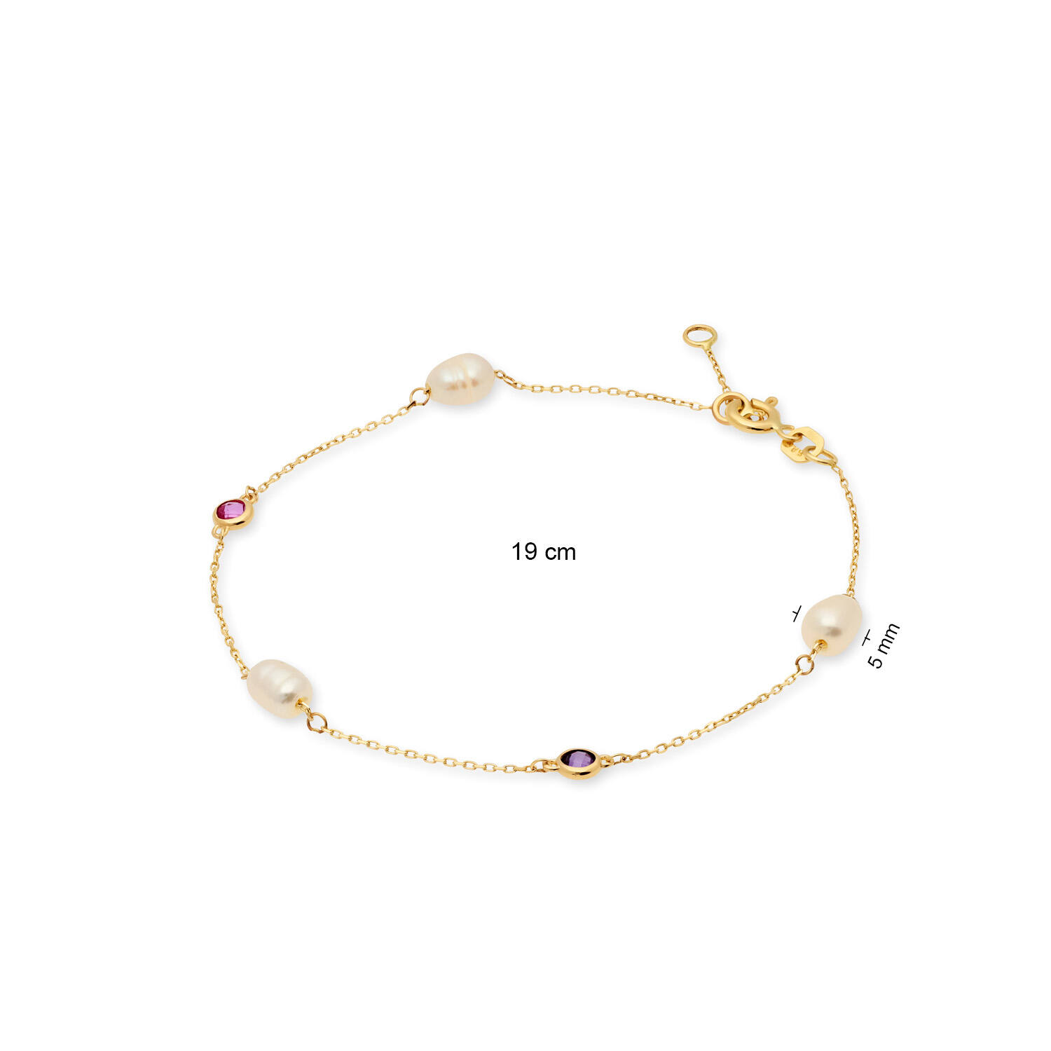  Pearl bracelets - Anchor - Hinge - Oval - 19cm