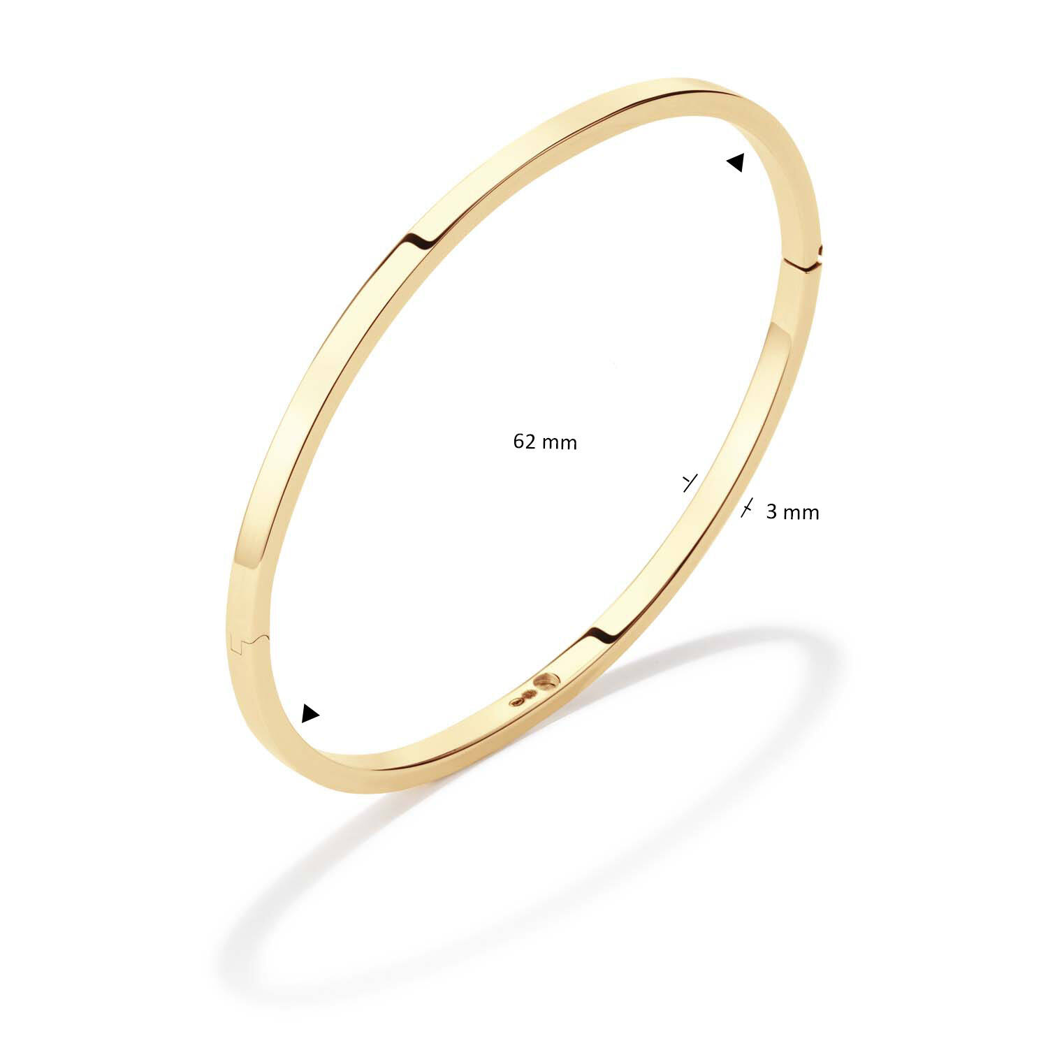  Armreifen - Golden Armour Bangles - Scharnier - Quadrat - 3mm - Ø 62mm