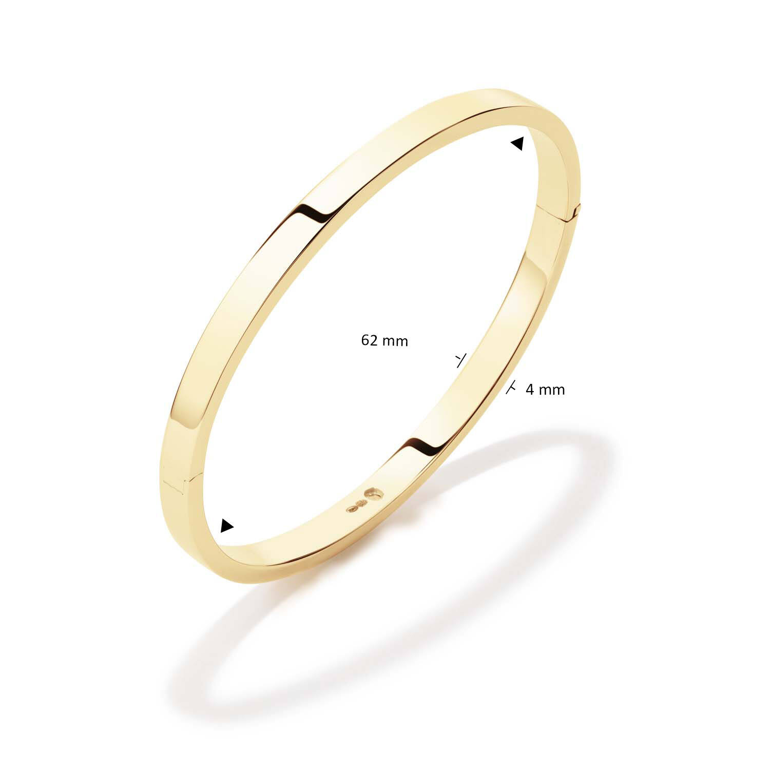  Bracelets - Golden Armour Bangles - Carré - 4mm - Ø 62mm