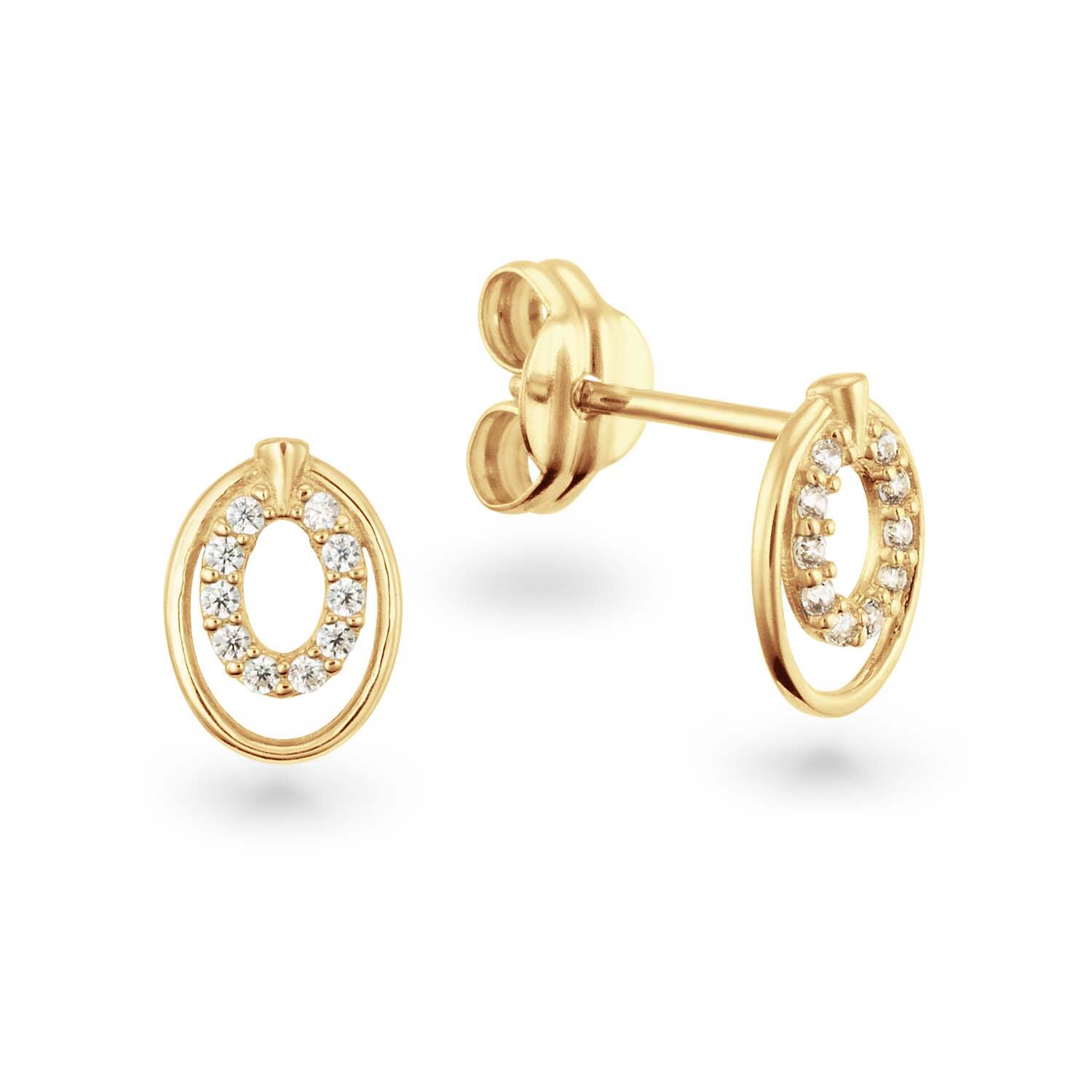  Boucles d'oreilles à puces - Ovale Zircone - 