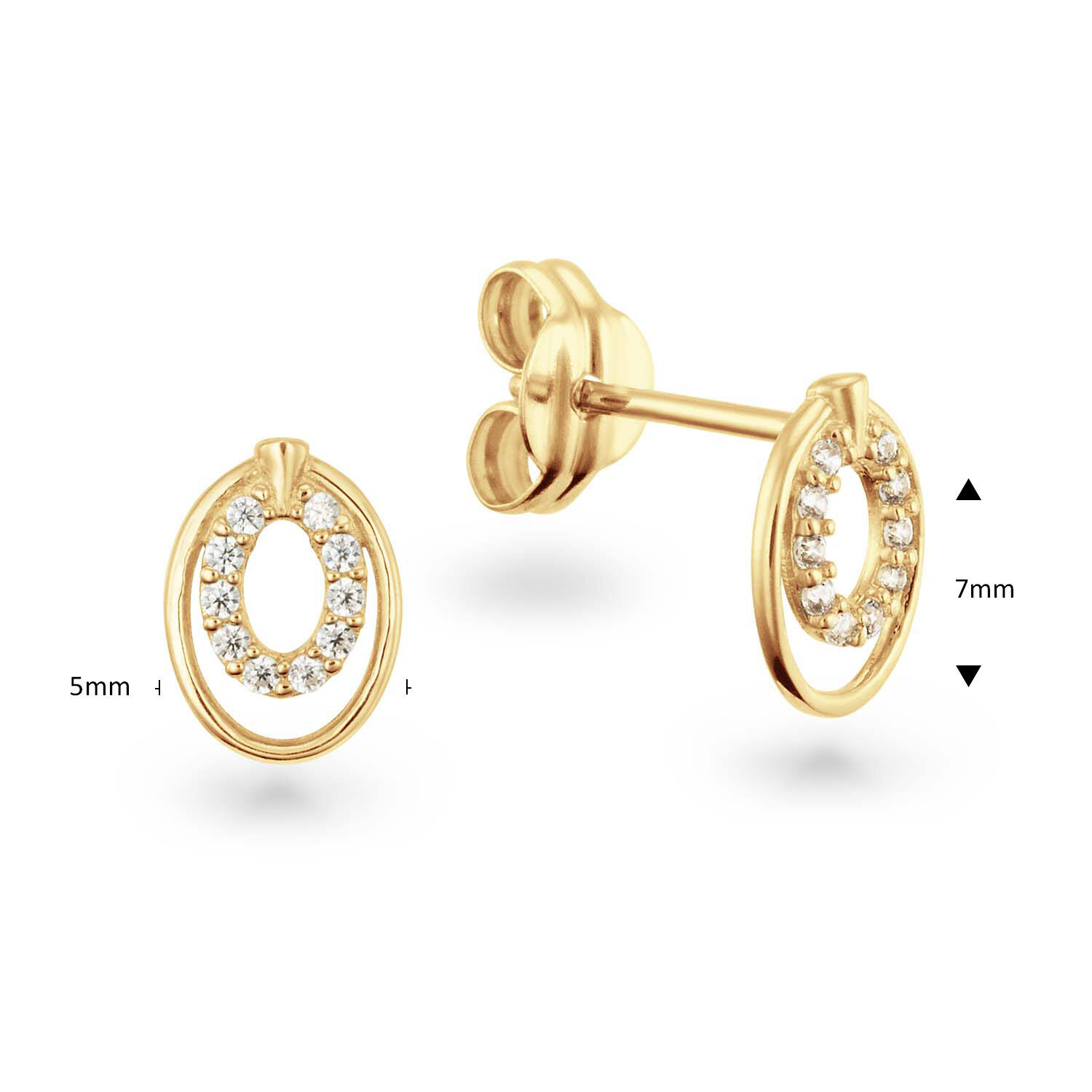  Boucles d'oreilles à puces - Ovale Zircone - 