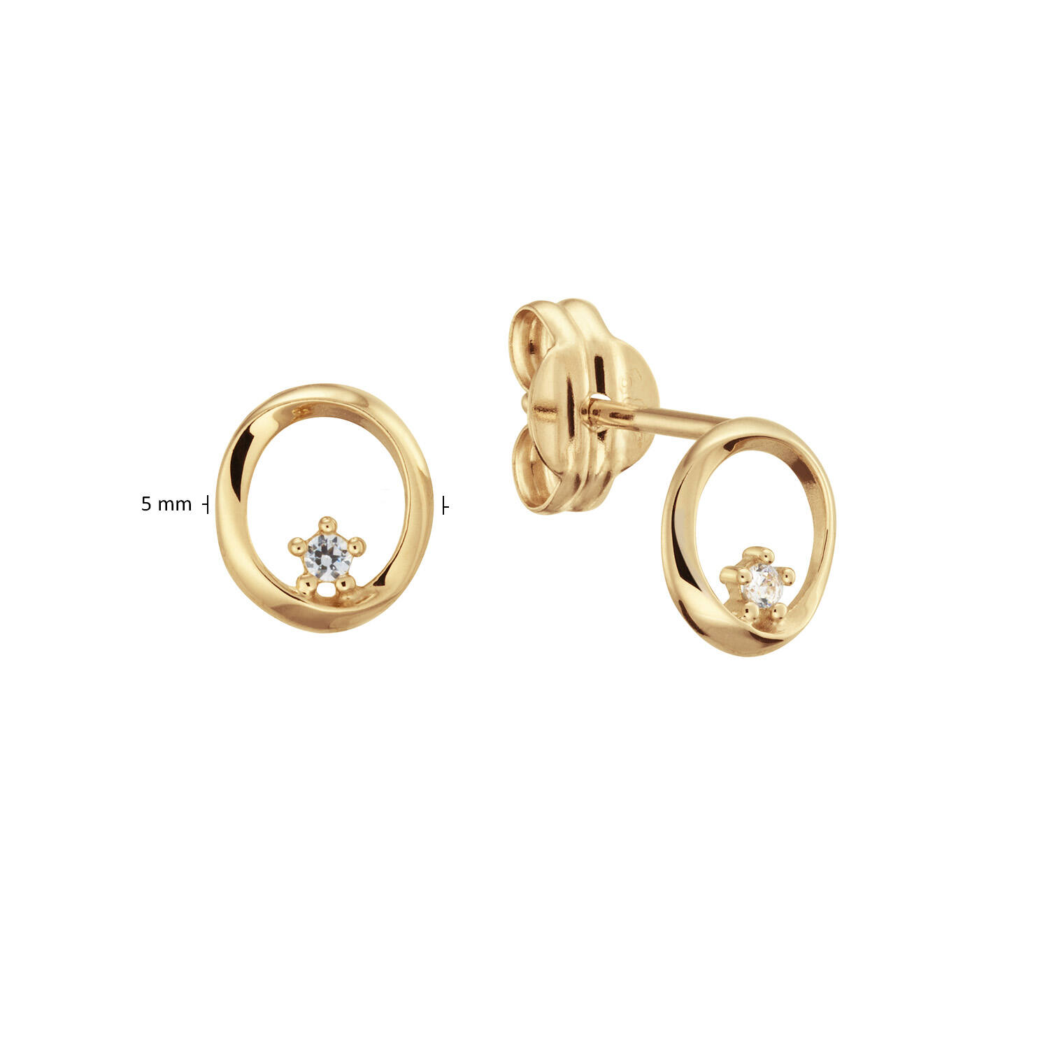  Boucles d'oreilles à puces - Rond Zircone - 