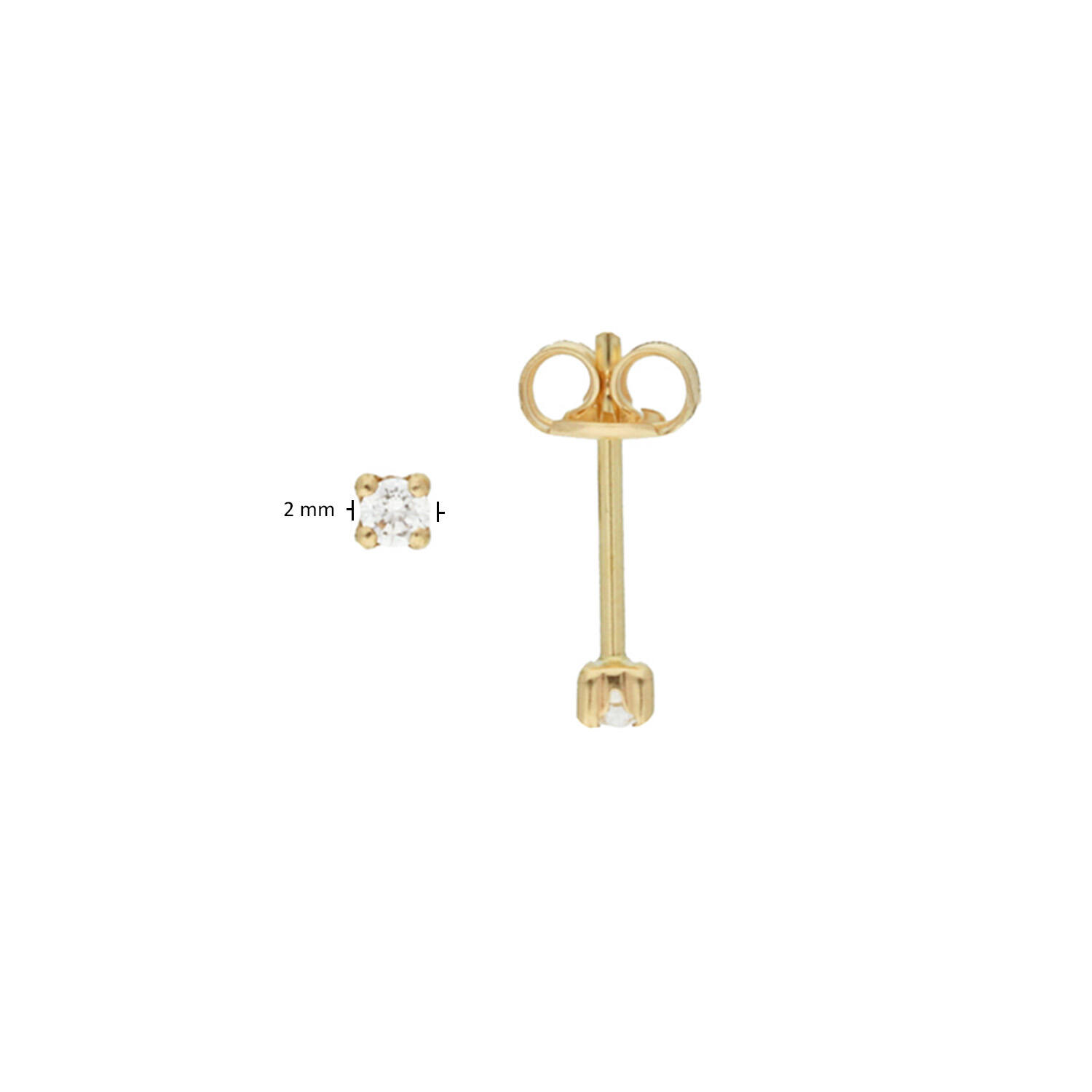  Boucles d'oreilles à puces - Carré Zircone - - Ø 2mm