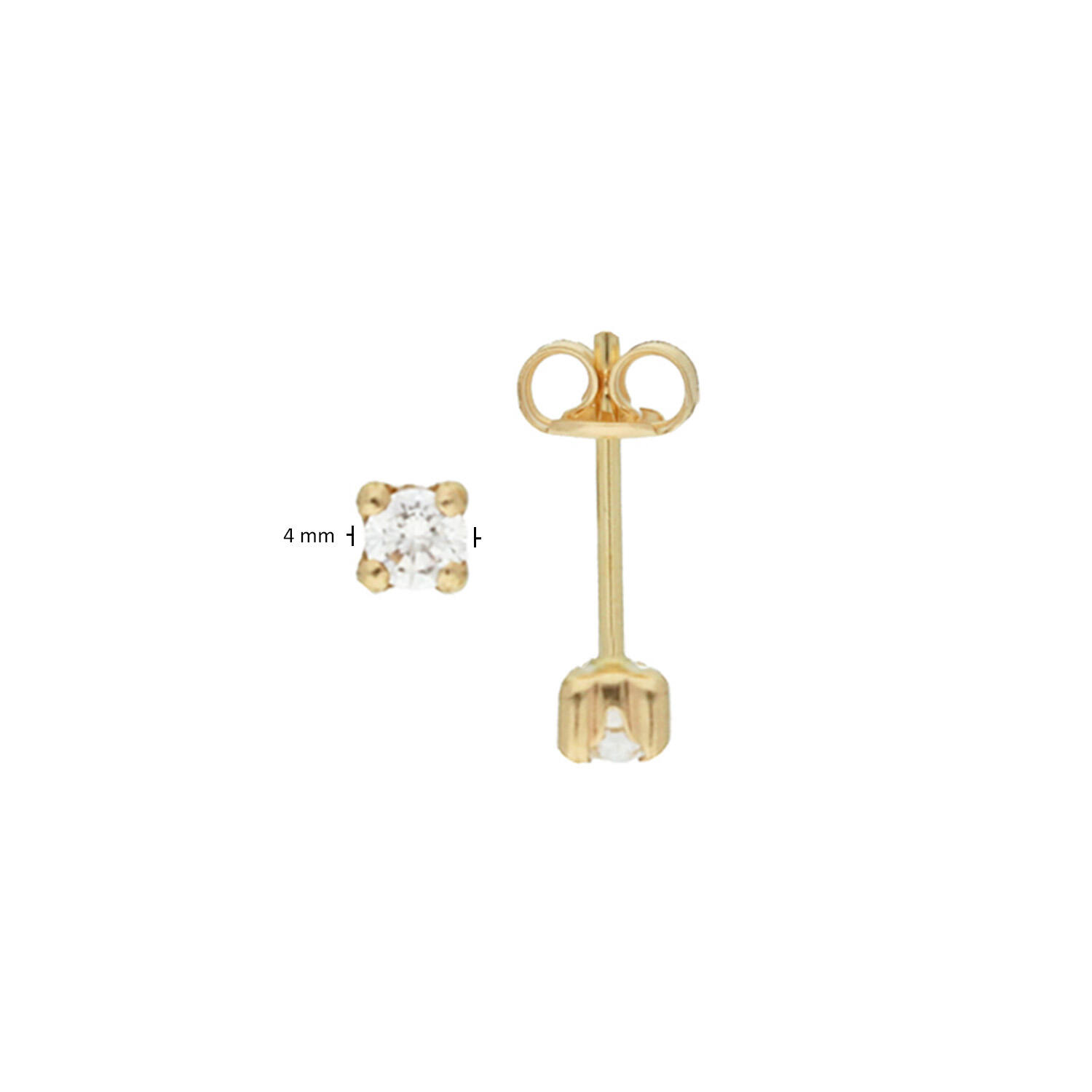  Ear studs - Square Zirconia - - Ø 4mm