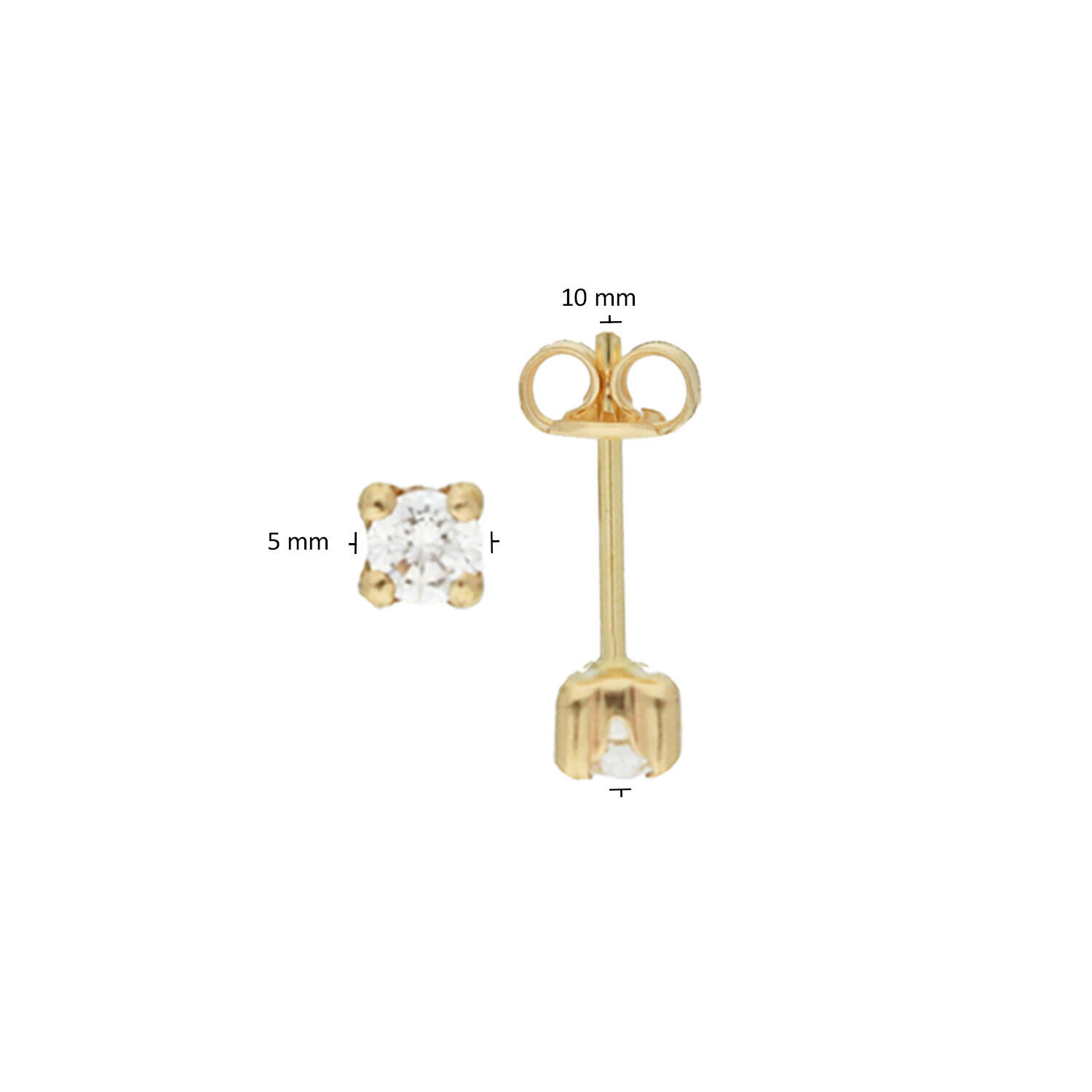  Ohrstecker - Quadrat Zirkonia - - Ø 5mm