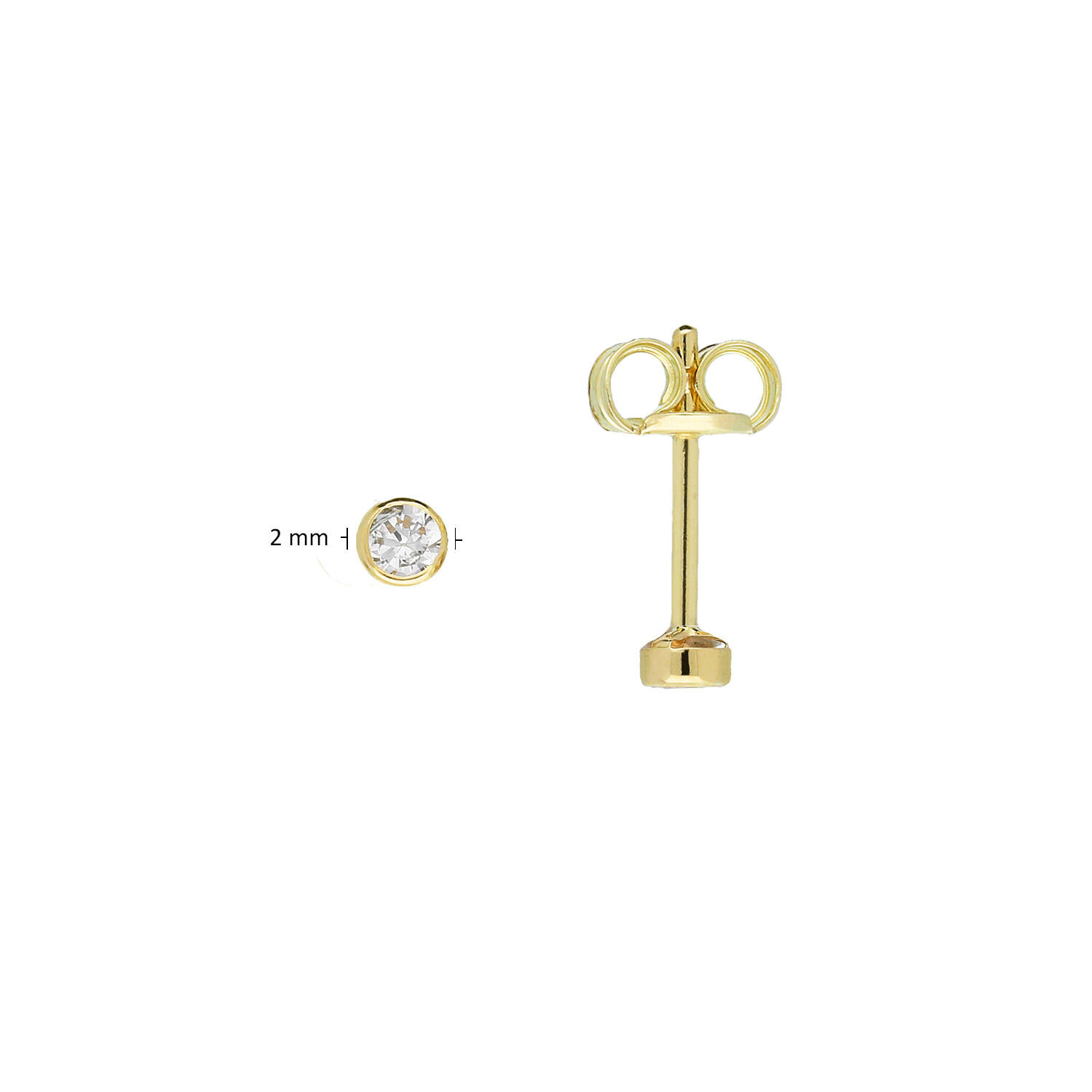  Oorstekers - Rond Zirkonia - - Ø 2mm