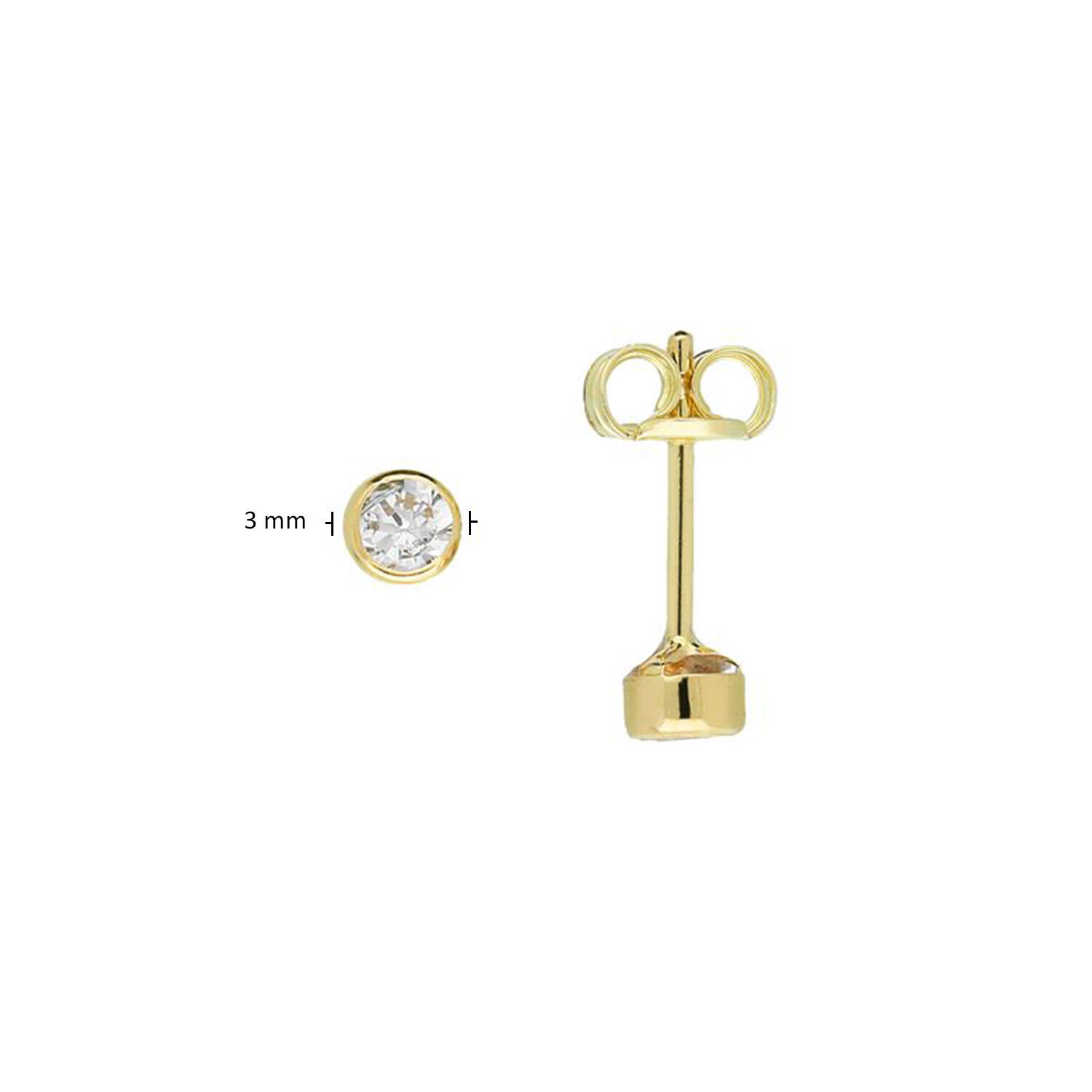  Oorstekers - Rond Zirkonia - - Ø 3mm