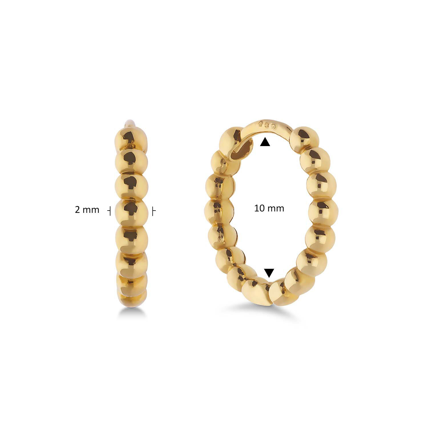  Earrings with folding clasp - Premium Hoops - Ø 10mm