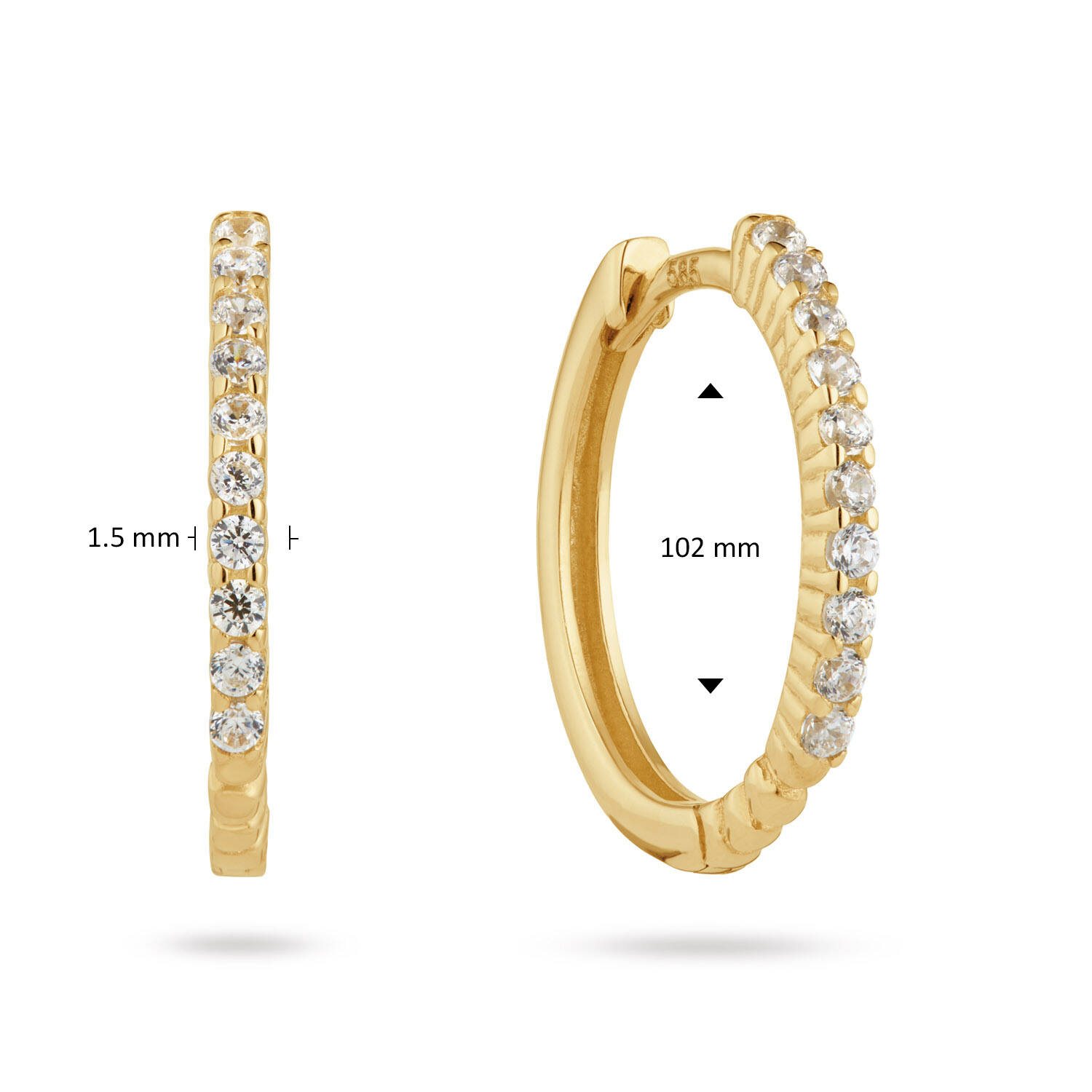  Earrings with folding clasp - Premium Hoops - Round - Ø 12mm