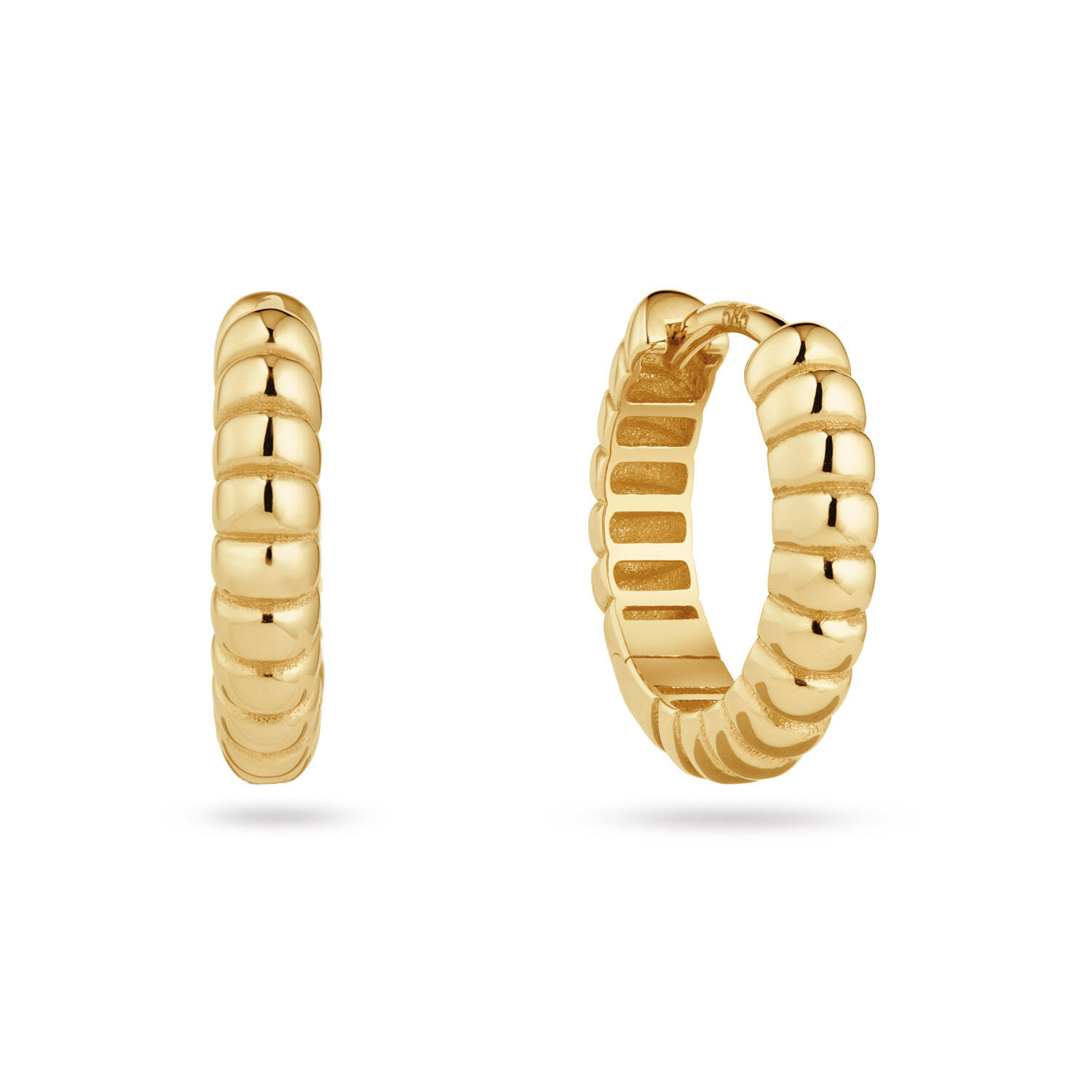  Earrings with folding clasp - Premium Hoops - Round - Ø 10mm