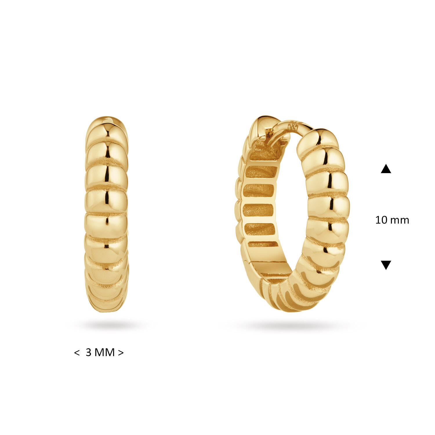  Earrings with folding clasp - Premium Hoops - Round - Ø 10mm