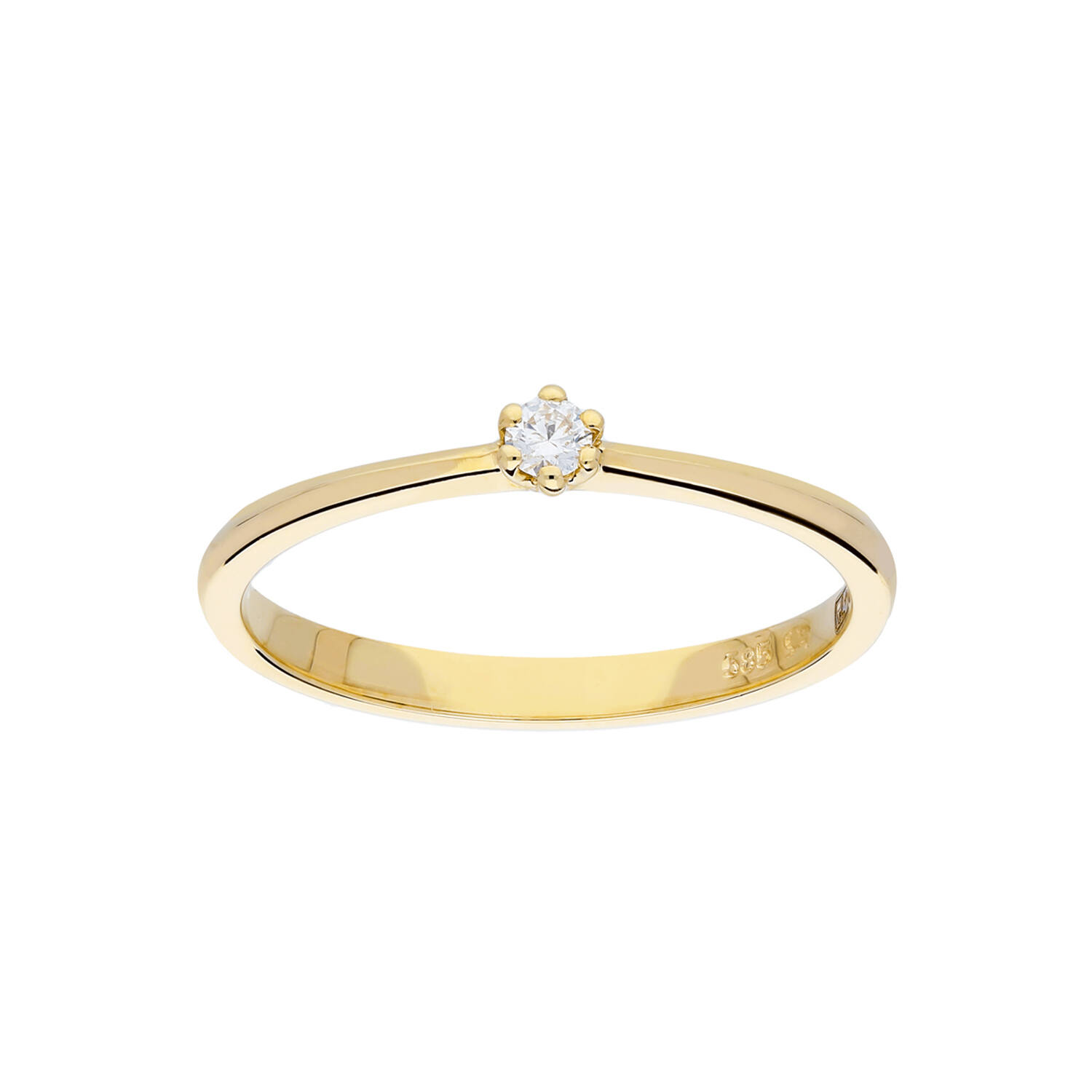 Ring Solitair Diamant - 585 Geel - 1,1gr - 1-0.05ct G-SI