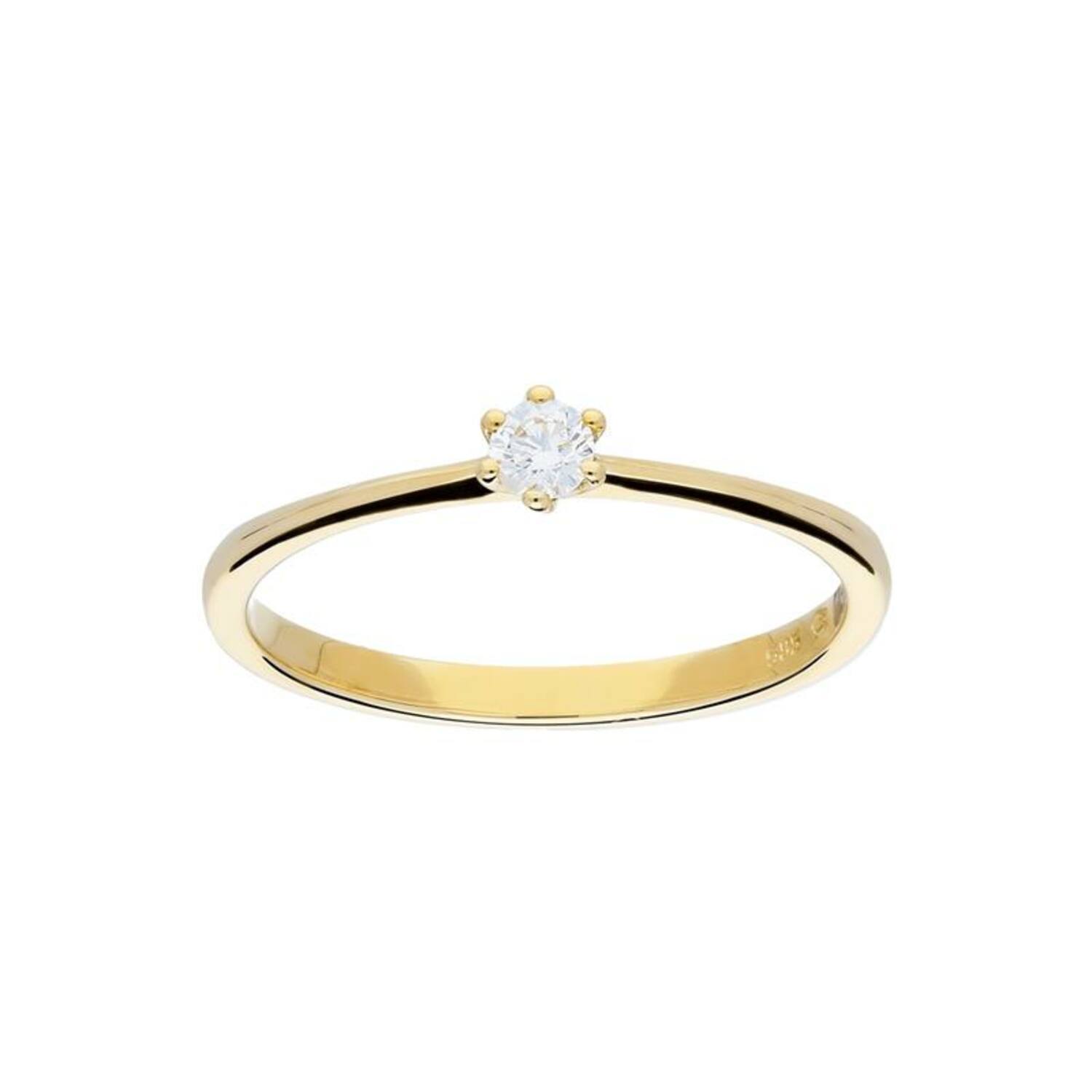 Ring Solitair Diamant - 585 Geel - 1,7gr - 1-0.10ct G-SI