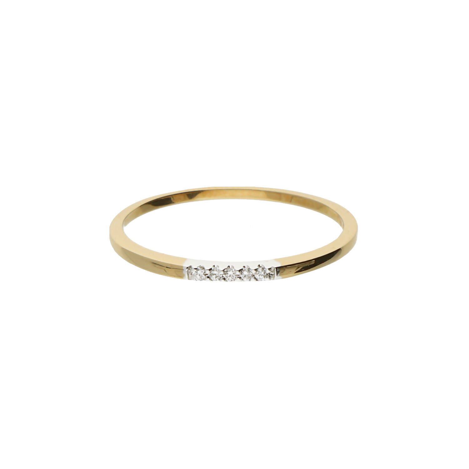 Ring Rijzetting Diamant - 585 Geel/Wit - 0,9gr - 5-0.03ct